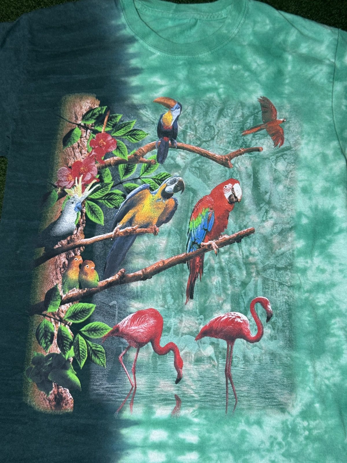 Vintage Y2K Tropical Animal Print Flamingo Parrot Nature T Shirt Size US S / EU 44-46 / 1 - 2 Thumbnail