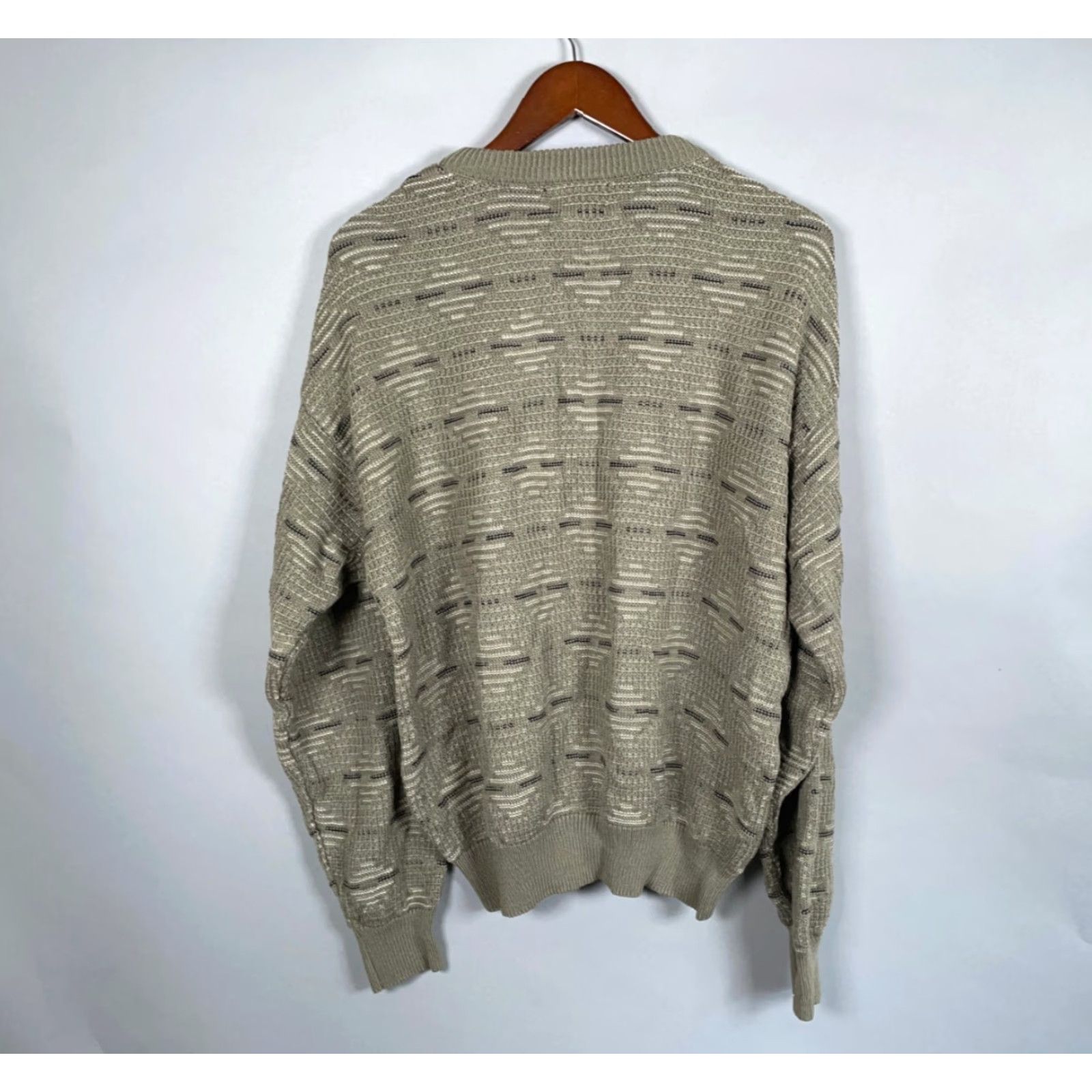 Vintage VINTAGE Expressions Geometric Pattern Sweater Adult Large Brown Chunky-Knit 90s Mens Size US L / EU 52-54 / 3 - 2 Thumbnail