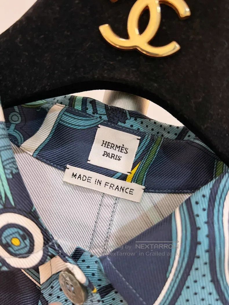 Other Hermes Patchwork Wheel Print Silk Shirt Dress Size XXS / US 00 / IT 34 - 8 Thumbnail