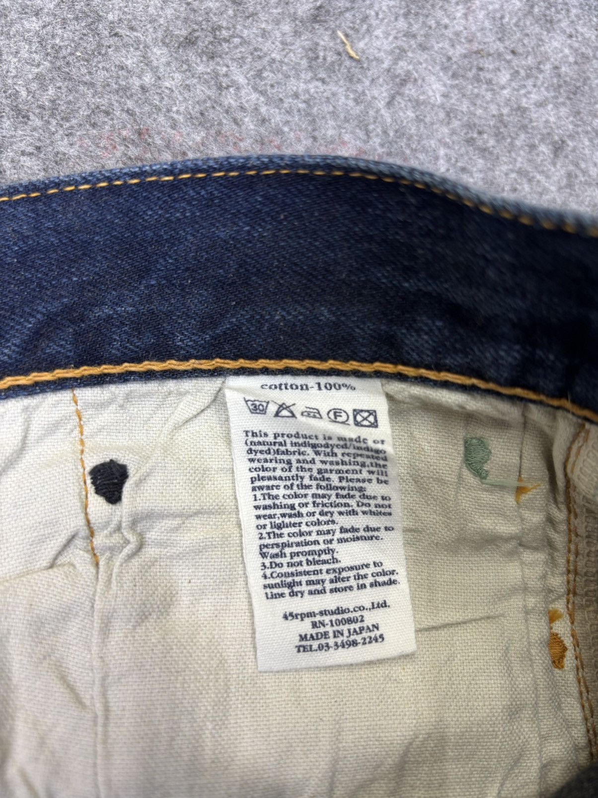 45rpm 💥Indigo Wash💥Rare 45rpm Organic Dye Regular Denim F893 Size US 31 - 11 Thumbnail