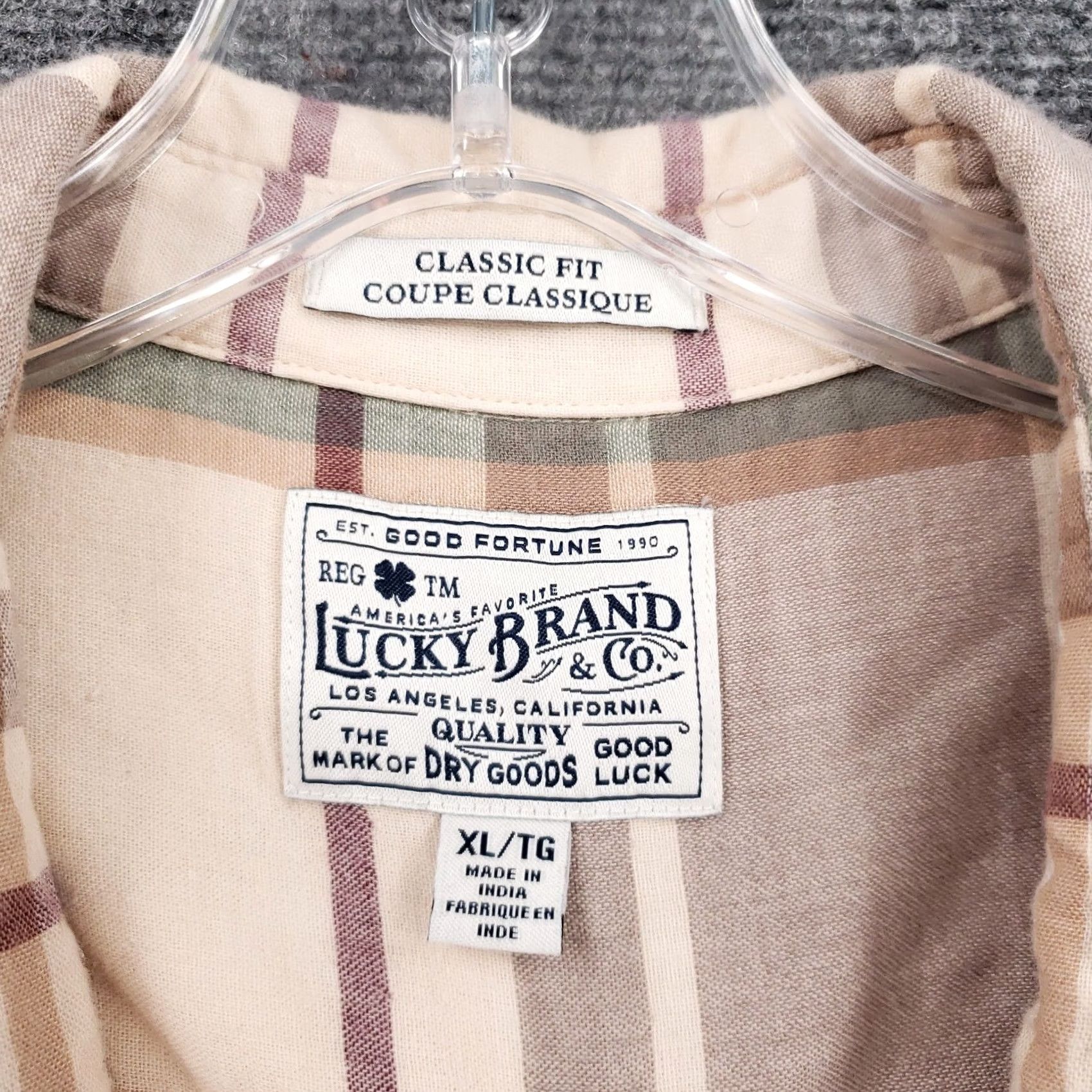 Lucky Brand Lucky Brand Shirt Mens XL Beige Button Classic Fit Long Sleeve Size US XL / EU 56 / 4 - 6 Thumbnail
