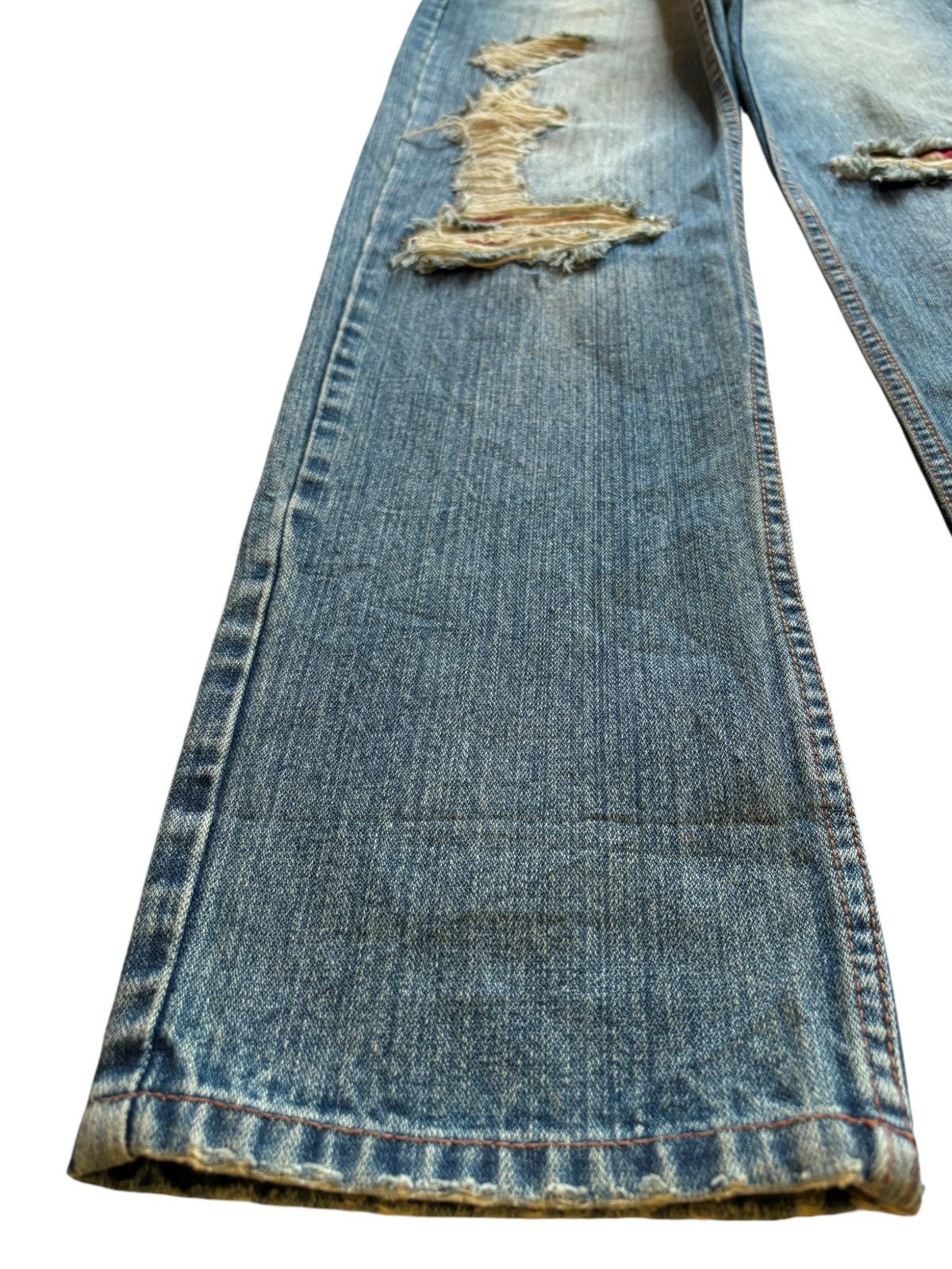 Japanese Brand Vintage Japanese Brand Faded Mud Wash Distress Patch Jeans Size US 32 / EU 48 - 6 Thumbnail