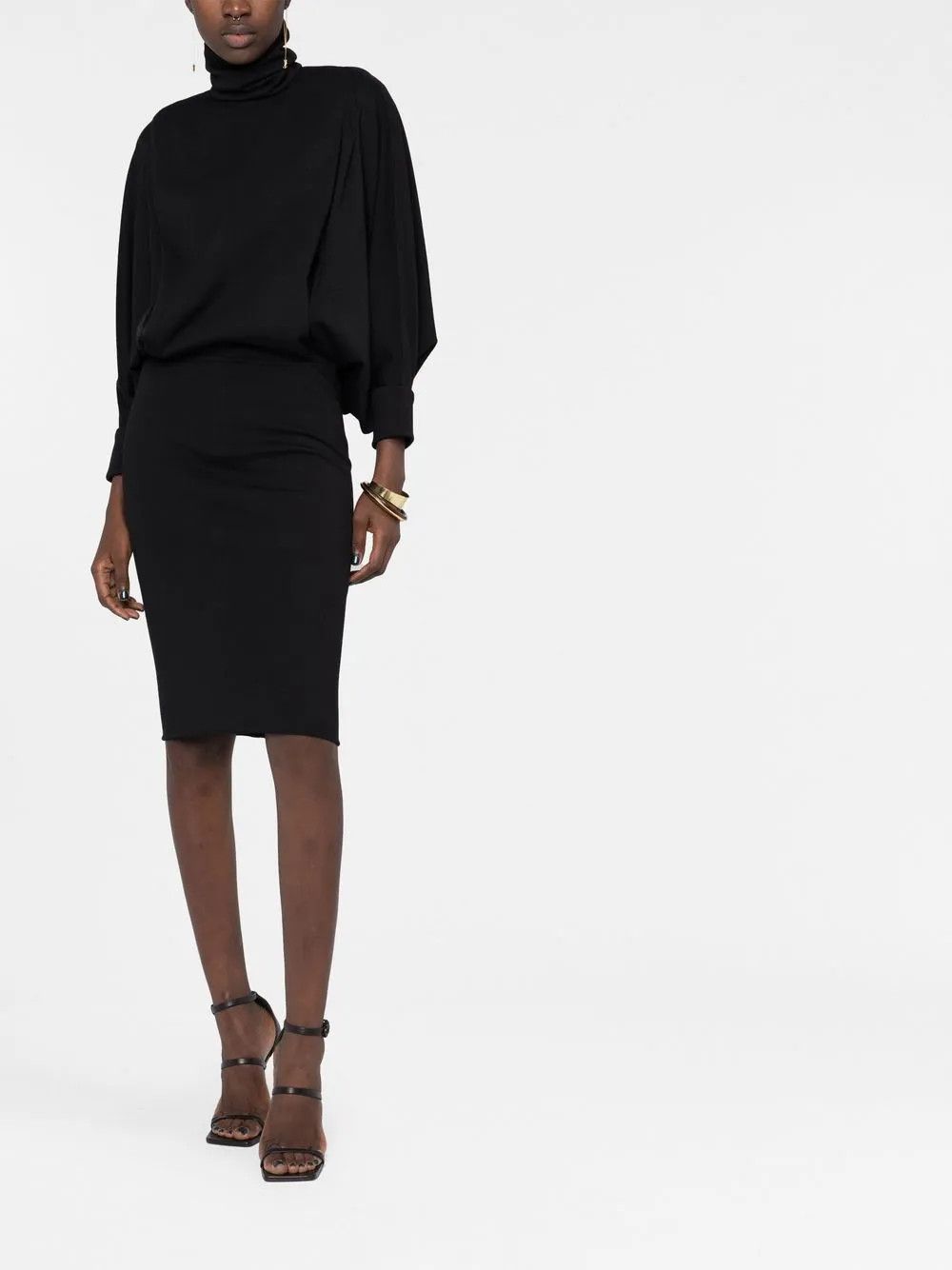 Saint Laurent Paris o1y0126 Midi Dress in Black Size S / US 4 / IT 40 - 6 Thumbnail