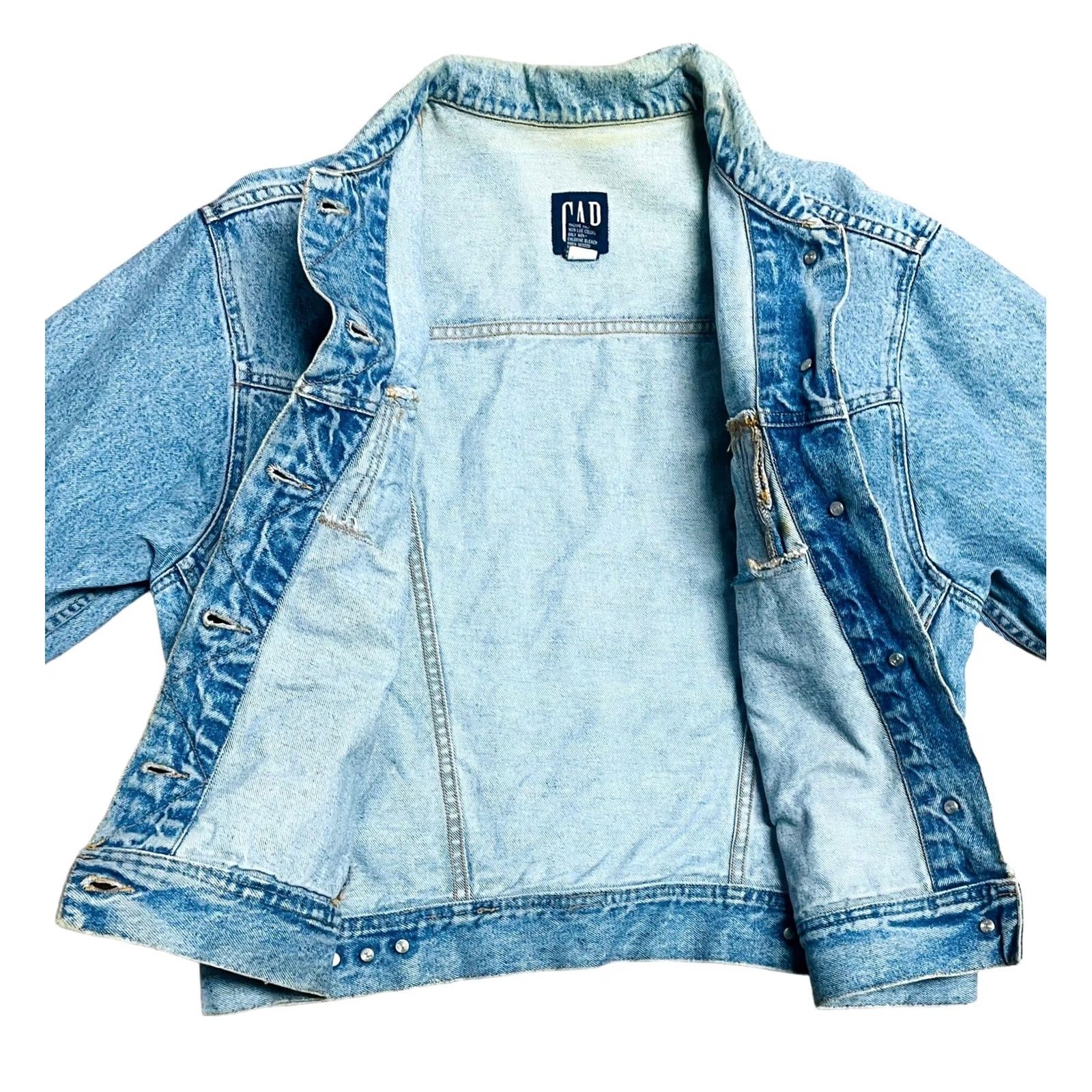 Gap VINTAGE Gap Men Jacket Jean Y2K Blue Snap Button Made In Hong Kong Read Medium Size US 31 - 7 Thumbnail