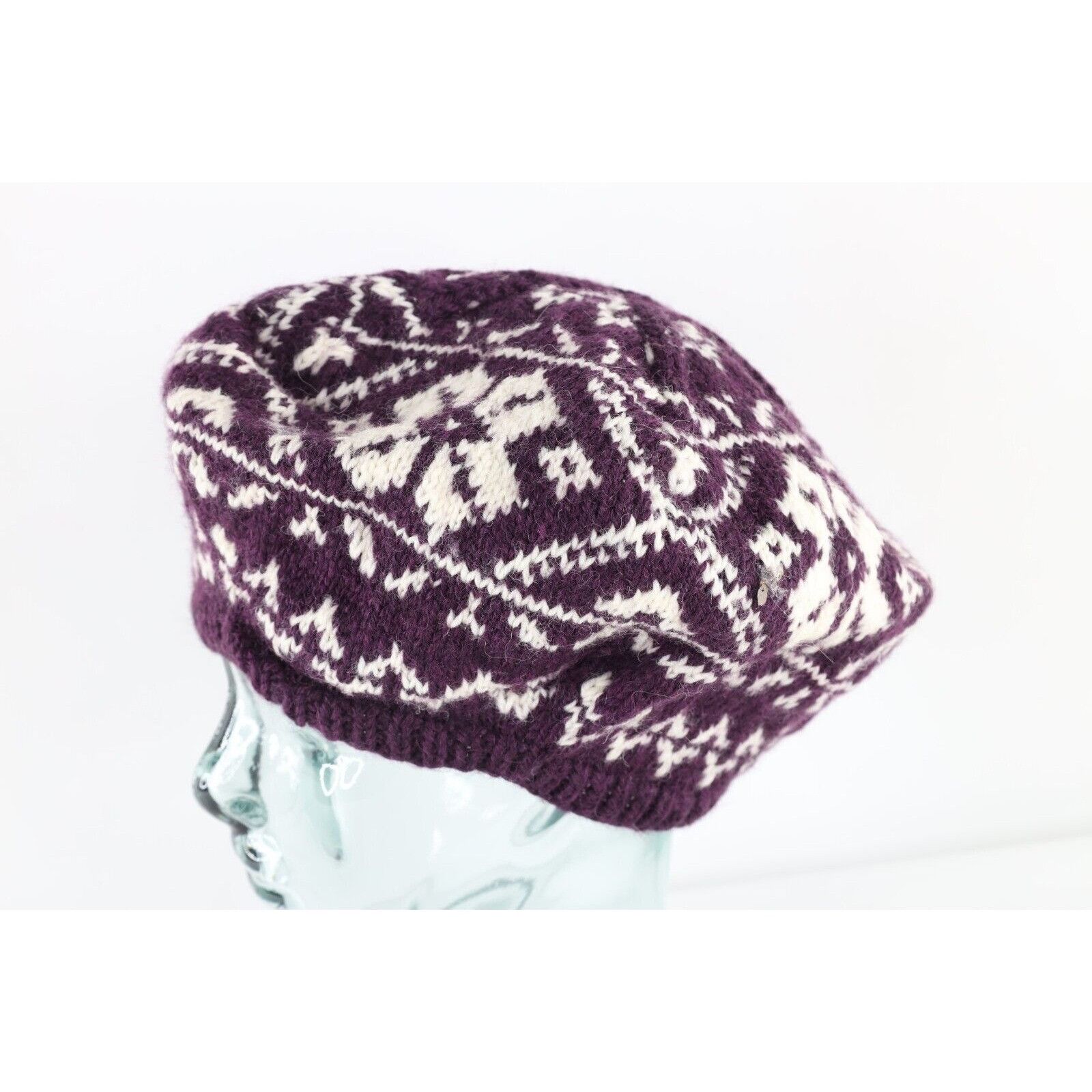 Vintage Vintage 70s Hand Crochet Knit Fair Isle Winter Beanie Hat Size ONE SIZE - 2 Thumbnail