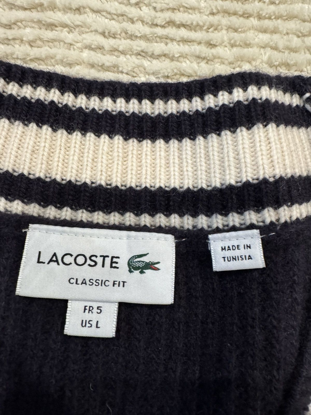 Lacoste Lacoste Dragon Varsity V-Neck Knit Sweater – Navy Size US L / EU 52-54 / 3 - 3 Thumbnail