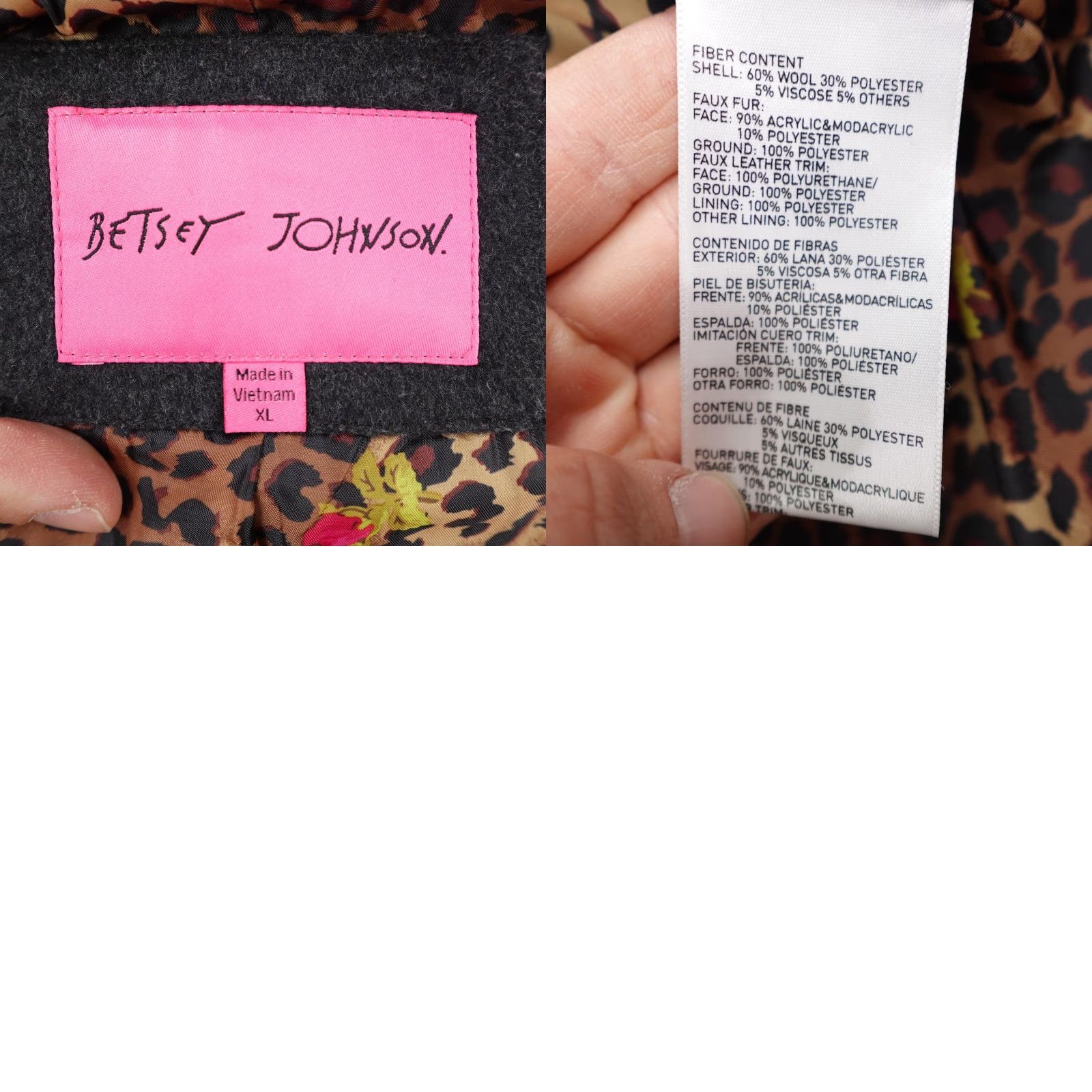Betsey Johnson Betsey Johnson Coat Womens XL Gray Wool Blend Faux Fur Trim Duffle Toggle Jacket Size XL / US 12-14 / IT 48-50 - 8 Thumbnail