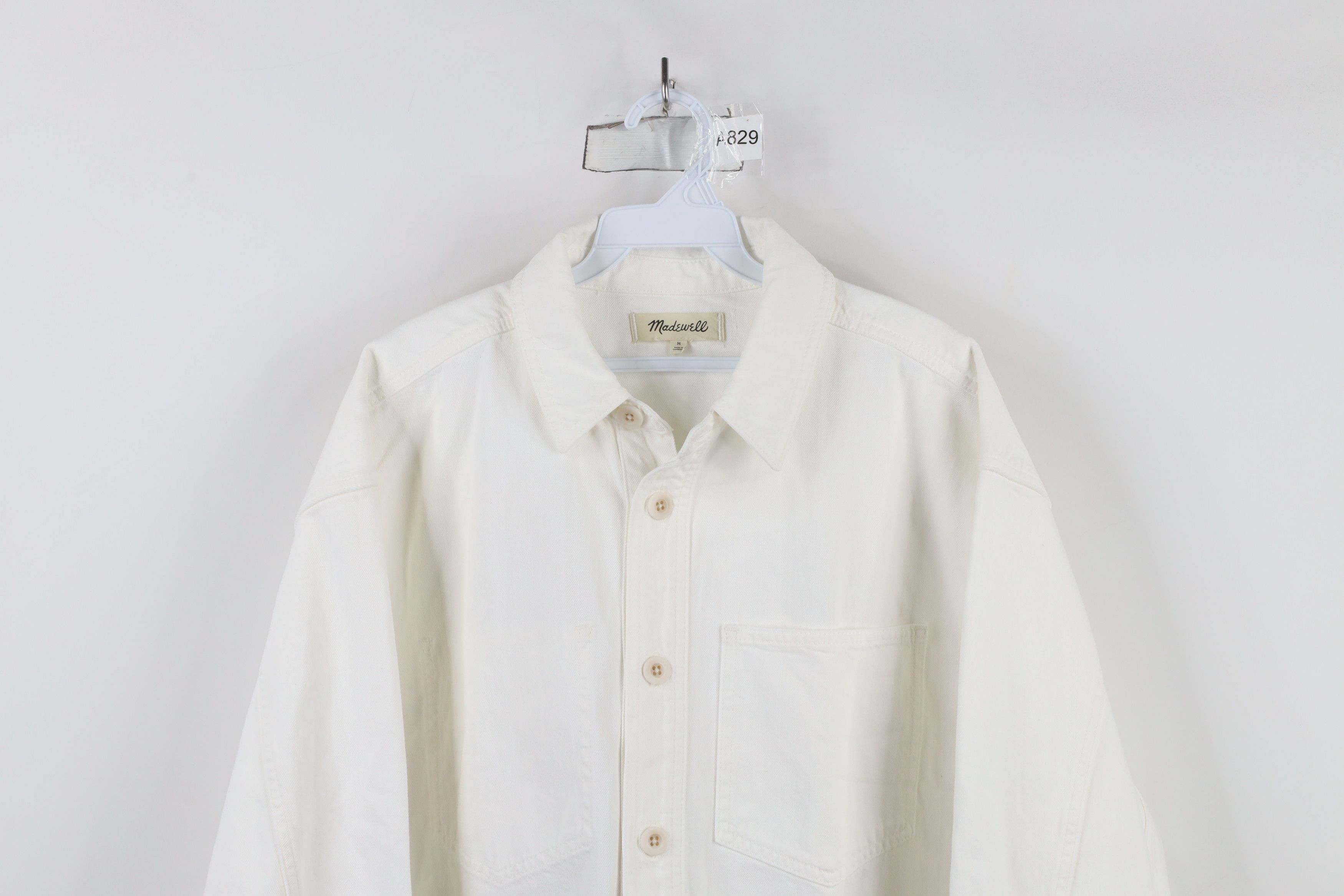 Madewell × Vintage Madewell Oversized Denim Button Chore Jacket White Cotton Size M / US 6-8 / IT 42-44 - 2 Thumbnail