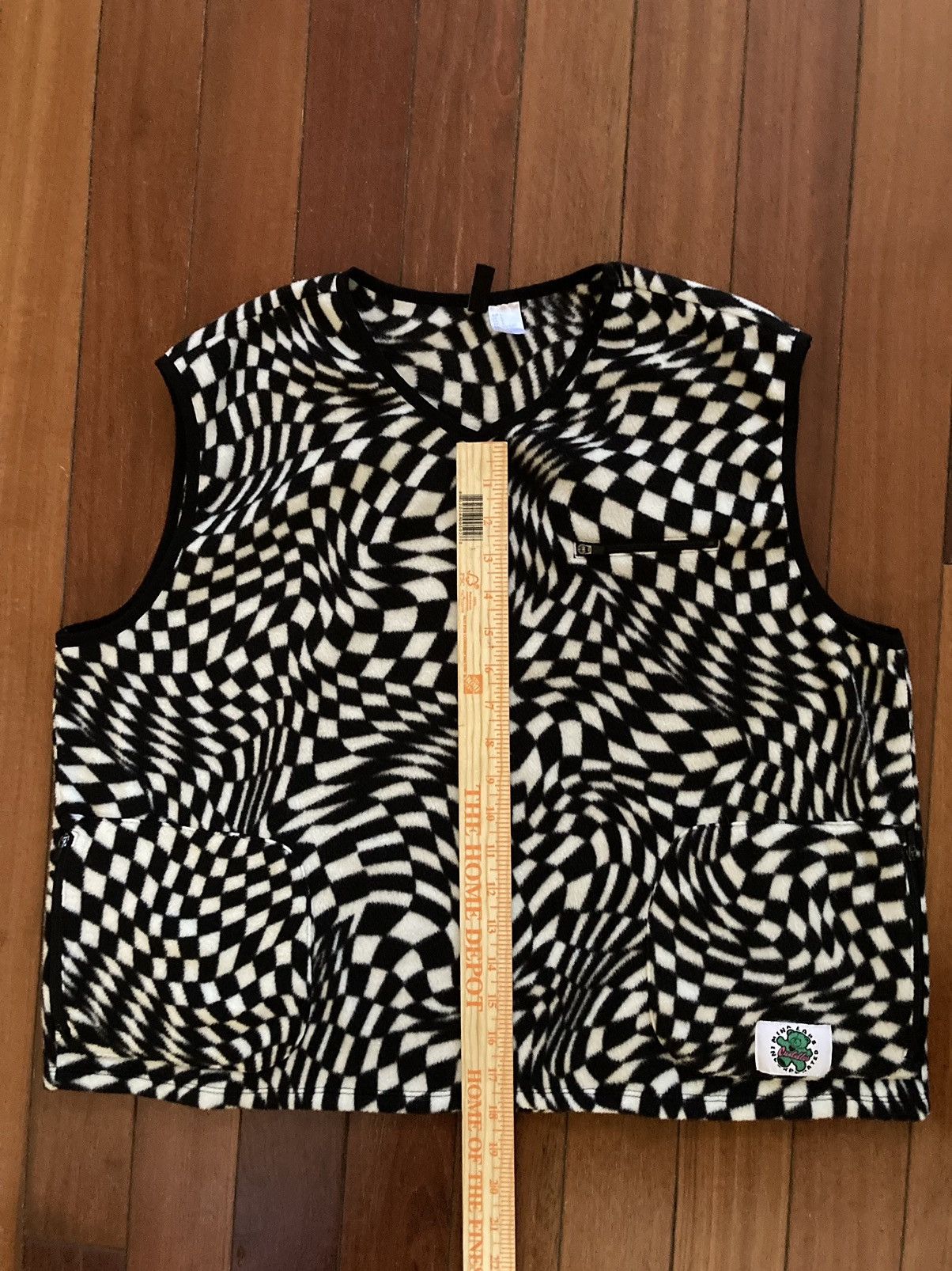 Designer × Vintage H&M Divided Black and White Fleece Optical Illusion Vest Size L / US 10 / IT 46 - 6 Thumbnail