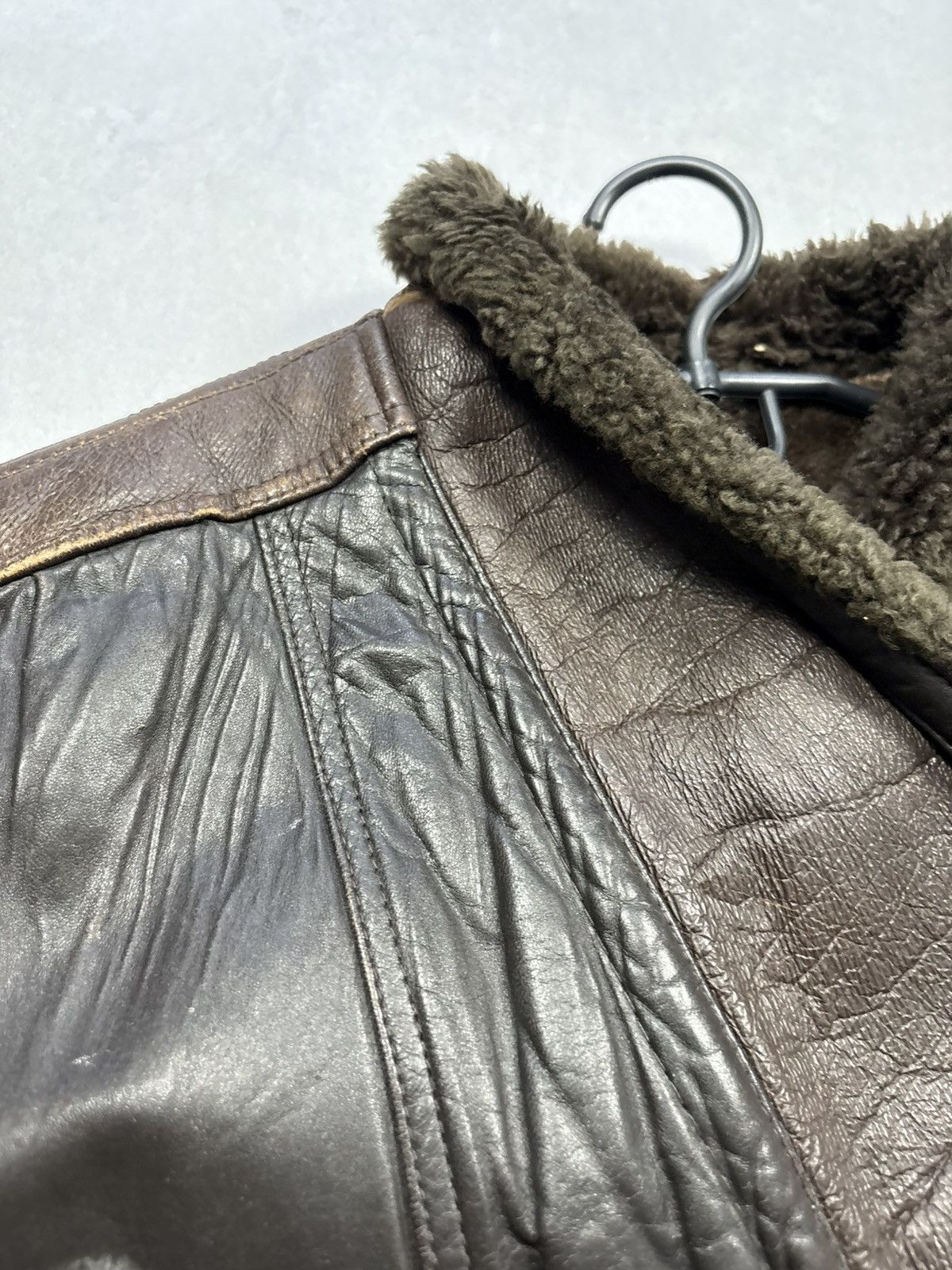 Vintage Vintage Italian Leather Shearling Jacket Aviator Brown Biker Size US M / EU 48-50 / 2 - 23 Thumbnail