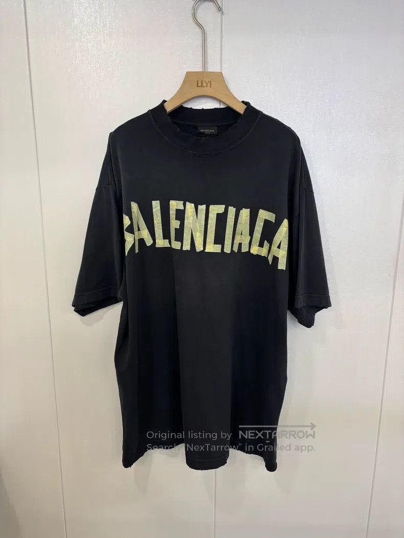 Balenciaga Black Tape Printed Short Sleeve T-Shirt