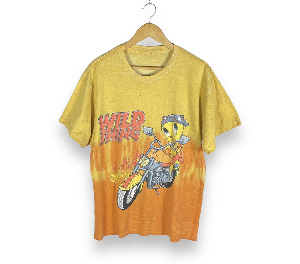 Disney × Rap Tees × Vintage Vintage Tweety Bird Wild Thing Flaming Chopper Bike Tee Size US L / EU 52-54 / 3 - 1 Thumbnail