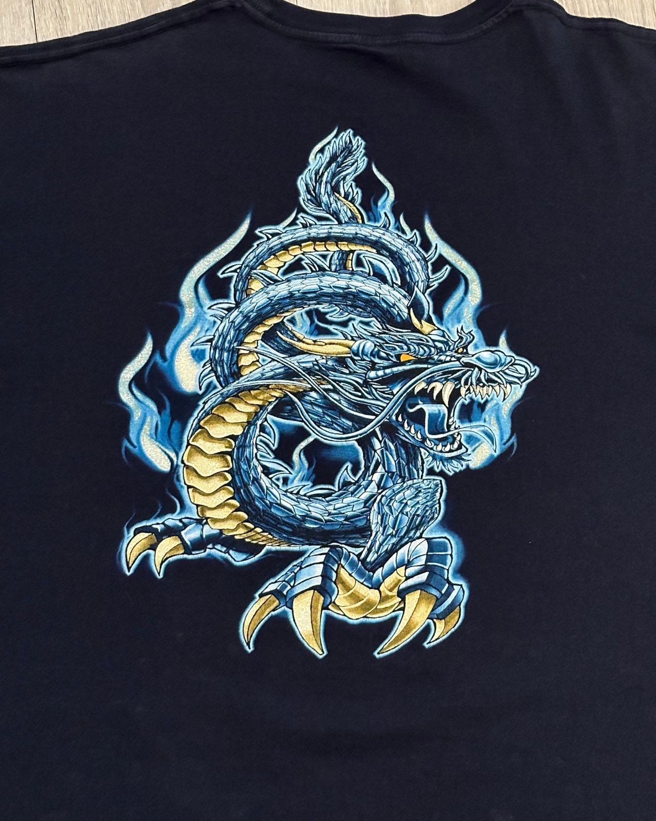 Japanese Brand × Vintage Vintage Y2K Silver Strand Dragon Navy Blue T-Shirt - Large Size US L / EU 52-54 / 3 - 3 Thumbnail