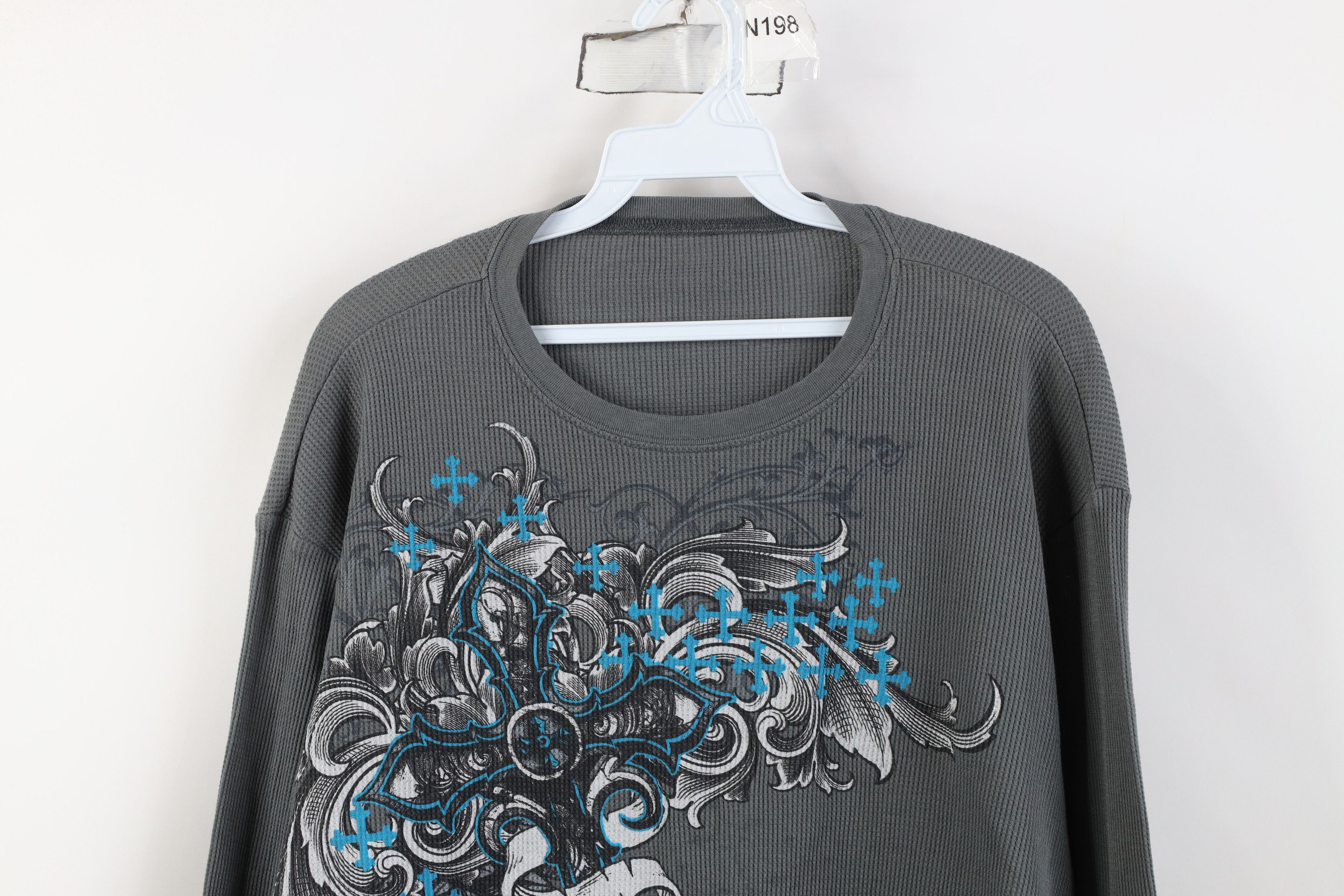 Vintage Vintage Y2K Streetwear Cross Thermal Waffle Knit T-Shirt Size US XL / EU 56 / 4 - 2 Thumbnail