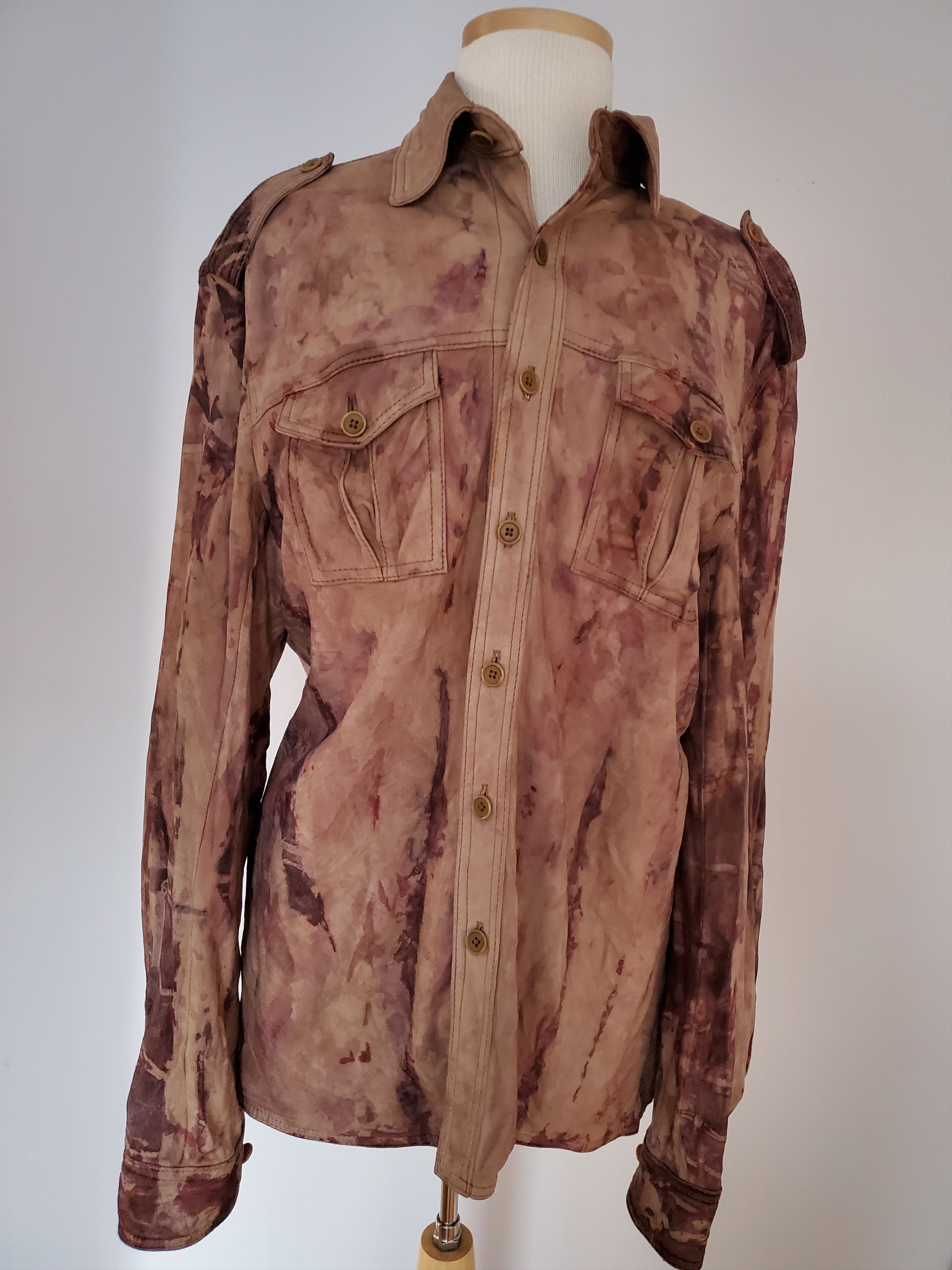 John Varvatos leather shirt tie dyed blazer beige brown cowboy Sm Med 50 Size US M / EU 48-50 / 2 - 3 Thumbnail