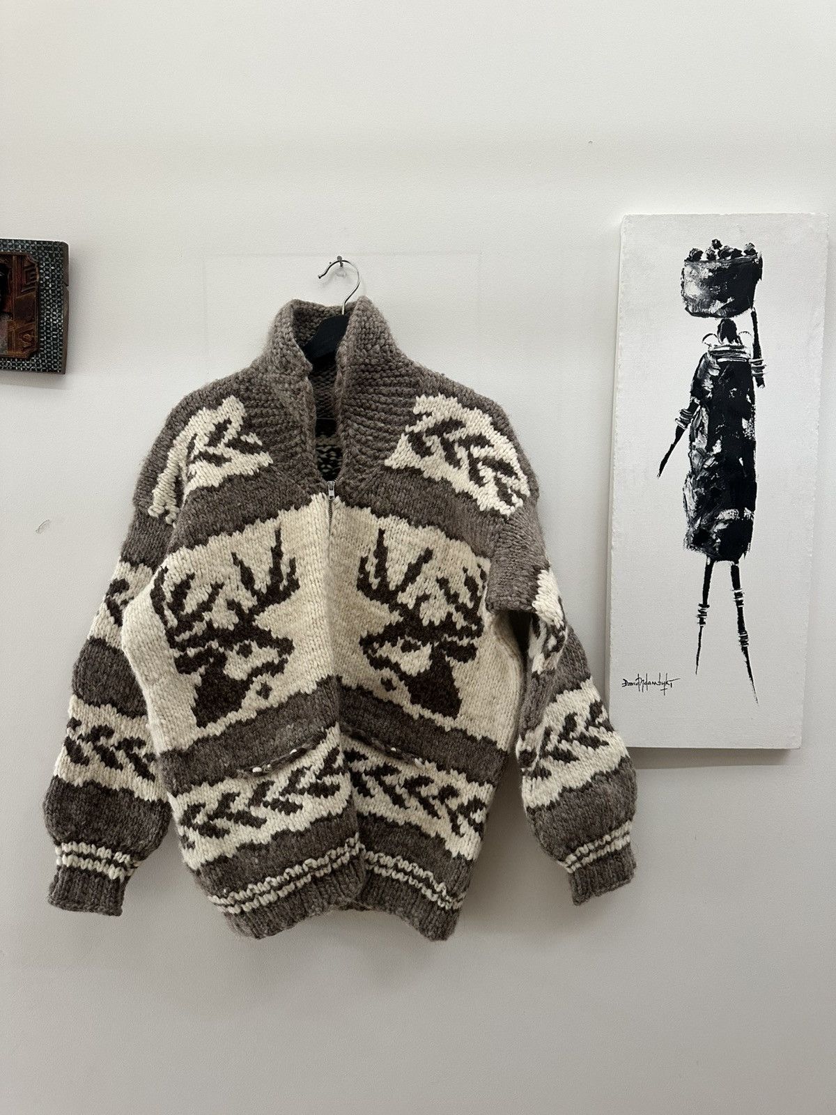 Vintage Custom Handmade Knitted Jacket / Cardigan Size US L / EU 52-54 / 3 - 2 Thumbnail