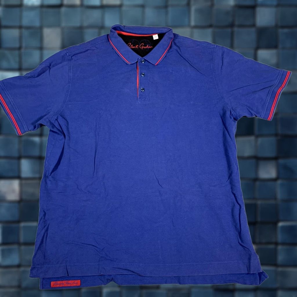 Robert Graham Robert Graham Mens Polo Shirt Blue 2XL Classic Fit Short Sleeve Cotton Red Trim Size US XXL / EU 58 / 5 - 1 Thumbnail