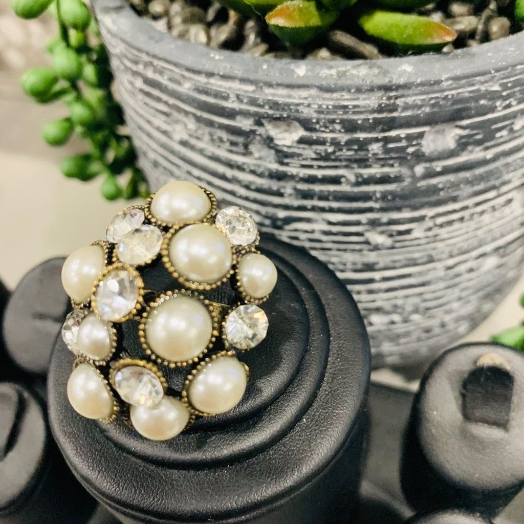 Other Ajustable Bronze big Ring with pearls Size ONE SIZE - 2 Thumbnail