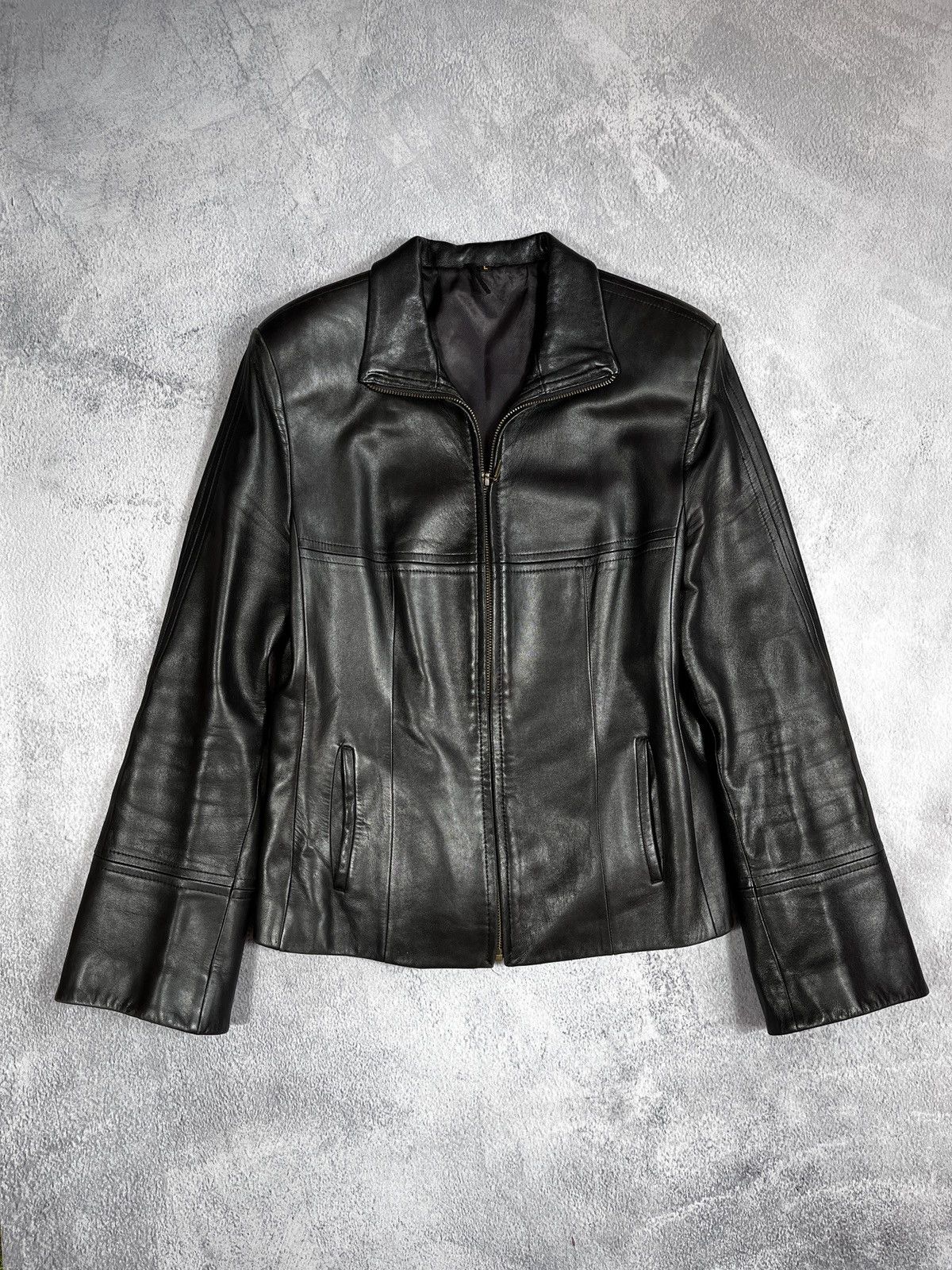 Leather Vintage Y2K Flare sleeves Leather Jacket old money opium L Size L / US 10 / IT 46 - 1 Thumbnail