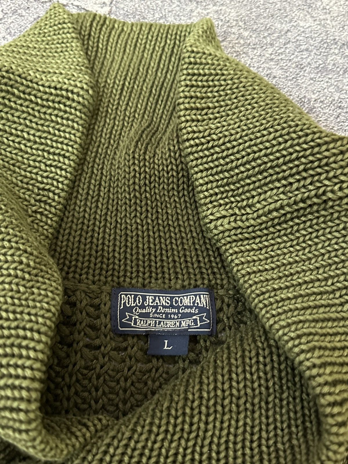 Polo Ralph Lauren × Vintage Vintage Ralph Lauren Polo Jean Company Olive Green Sweater Size US L / EU 52-54 / 3 - 5 Thumbnail