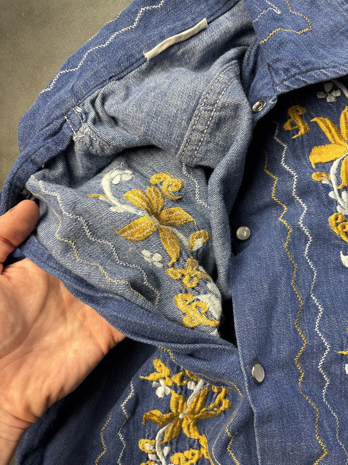 Mexicana × Vintage 1970s Denim Guayabera Shirt Vintage Embroidered Jean Jacket Size US M / EU 48-50 / 2 - 5 Thumbnail