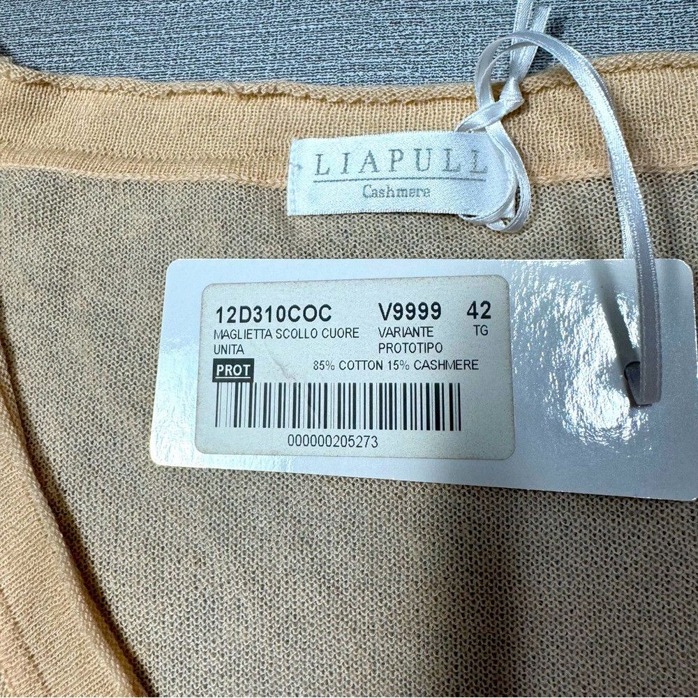 Other NWT New LIAPULL Cotton Cashmere V-Neck Peach Sweater Size S Size S / US 4 / IT 40 - 7 Thumbnail