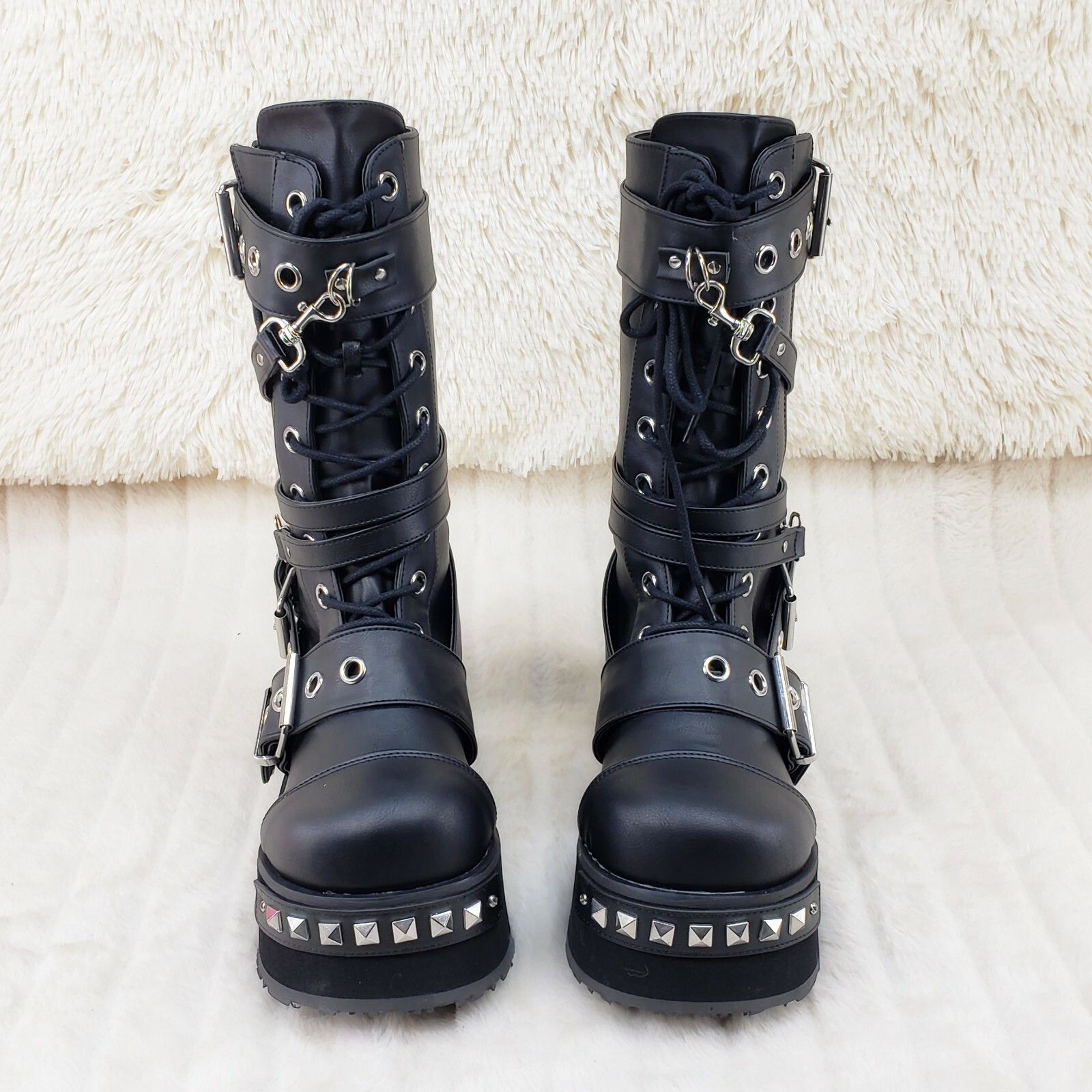 Other Trashville 250 Multi Strap Goth Punk Rock 3.25" Platform Boo Size US 12 / EU 45 - 4 Thumbnail