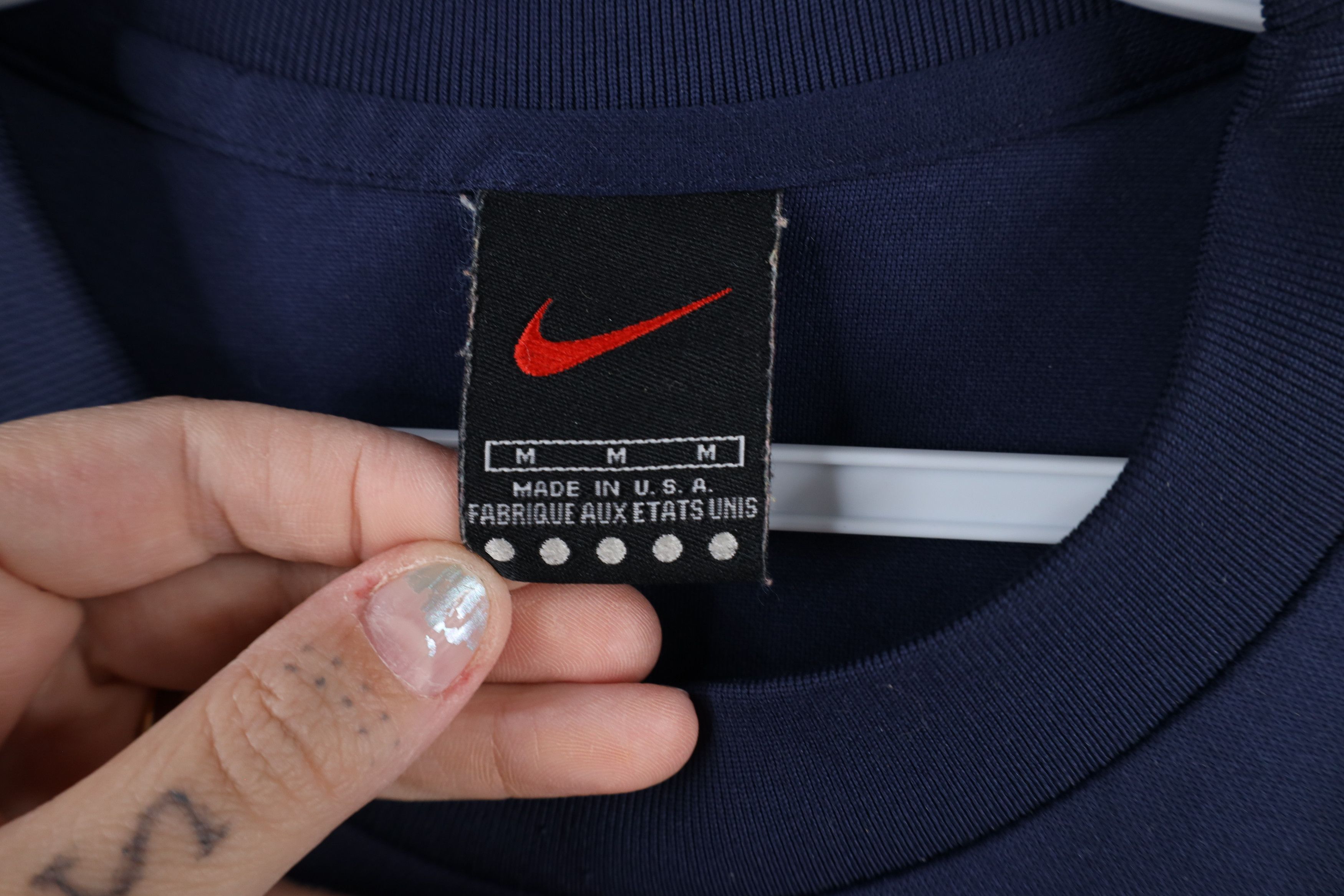 Nike × Vintage Vintage 90s Nike Mini Swoosh Knit Short Sleeve T-Shirt USA Size US M / EU 48-50 / 2 - 9 Thumbnail