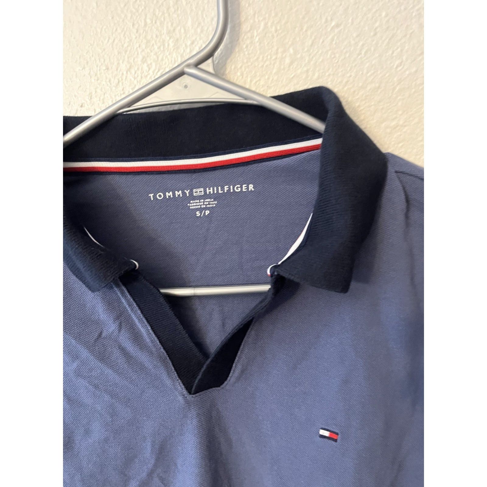 Tommy Hilfiger Tommy Hilfiger Polo Shirt Short Sleeve Men Slim V Neck Regular Fit Blue S Size US S / EU 44-46 / 1 - 2 Thumbnail