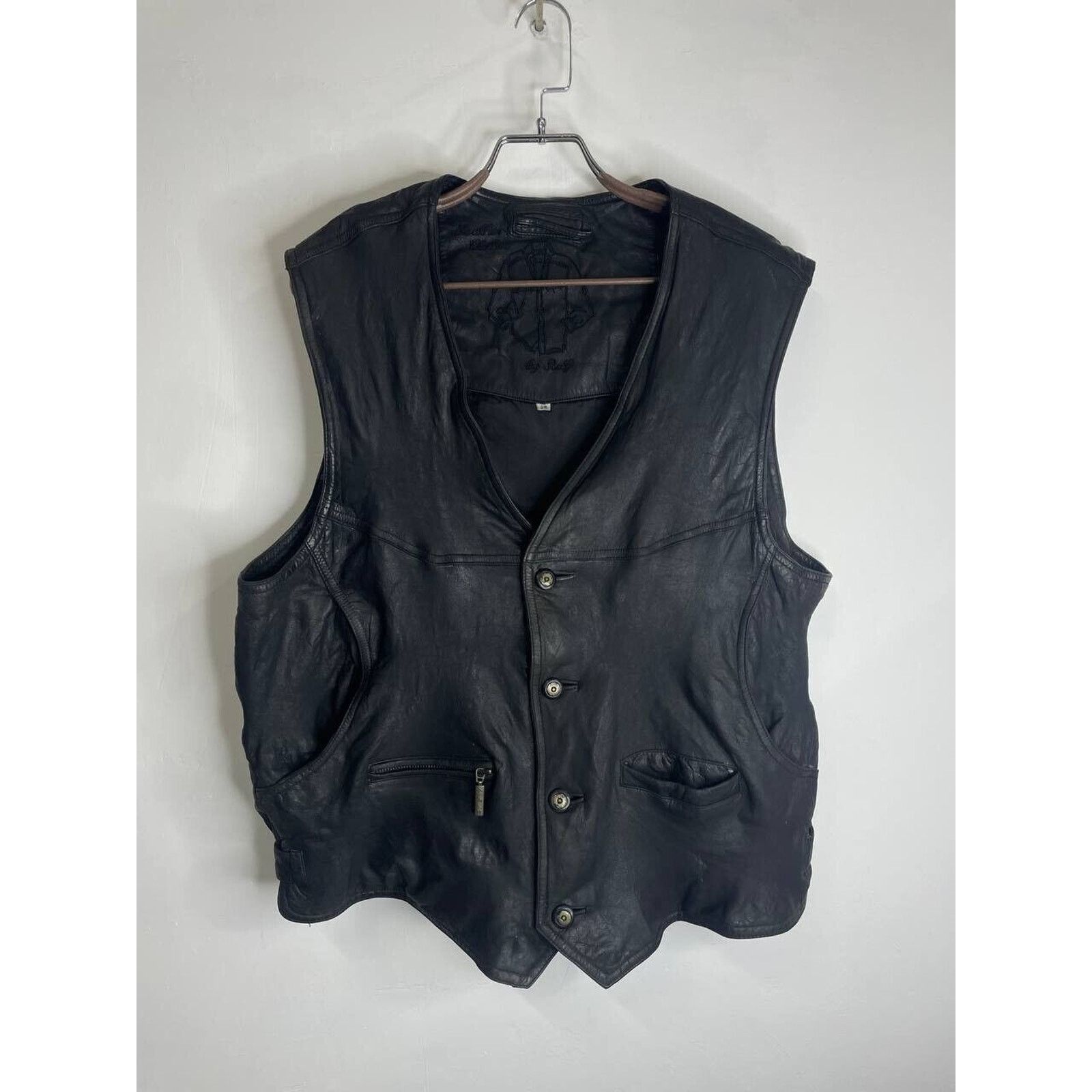 Vintage Vintage Black Leather Utility Vest Multiple Pockets Size L Size US L / EU 52-54 / 3 - 1 Thumbnail