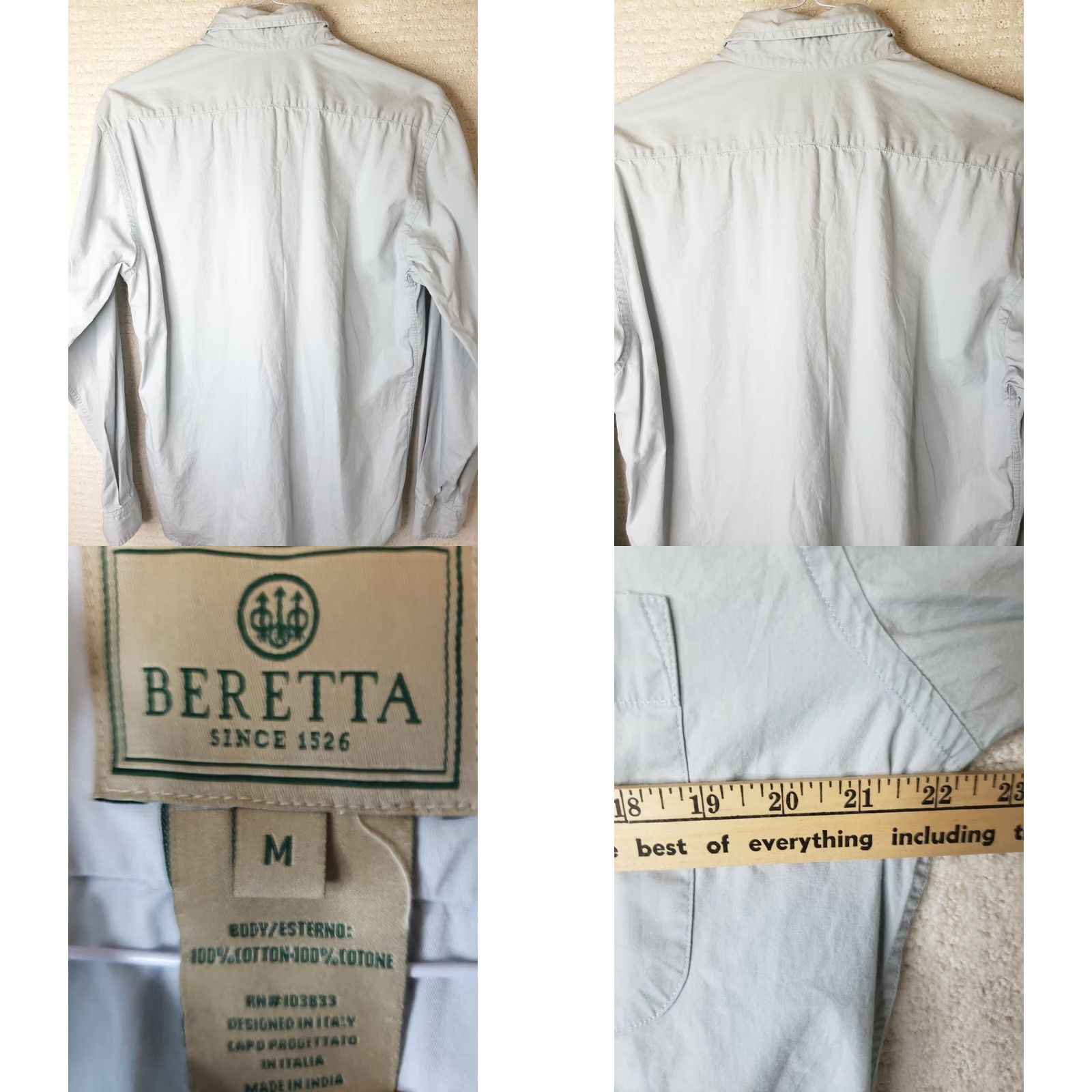 Vintage Beretta Shirt Button-Up Long Sleeve Blue M Casual, Button-Down Collared, Cotton, Lightweight, Pockets, Outdoor, Classic, Men’s Size US M / EU 48-50 / 2 - 8 Thumbnail