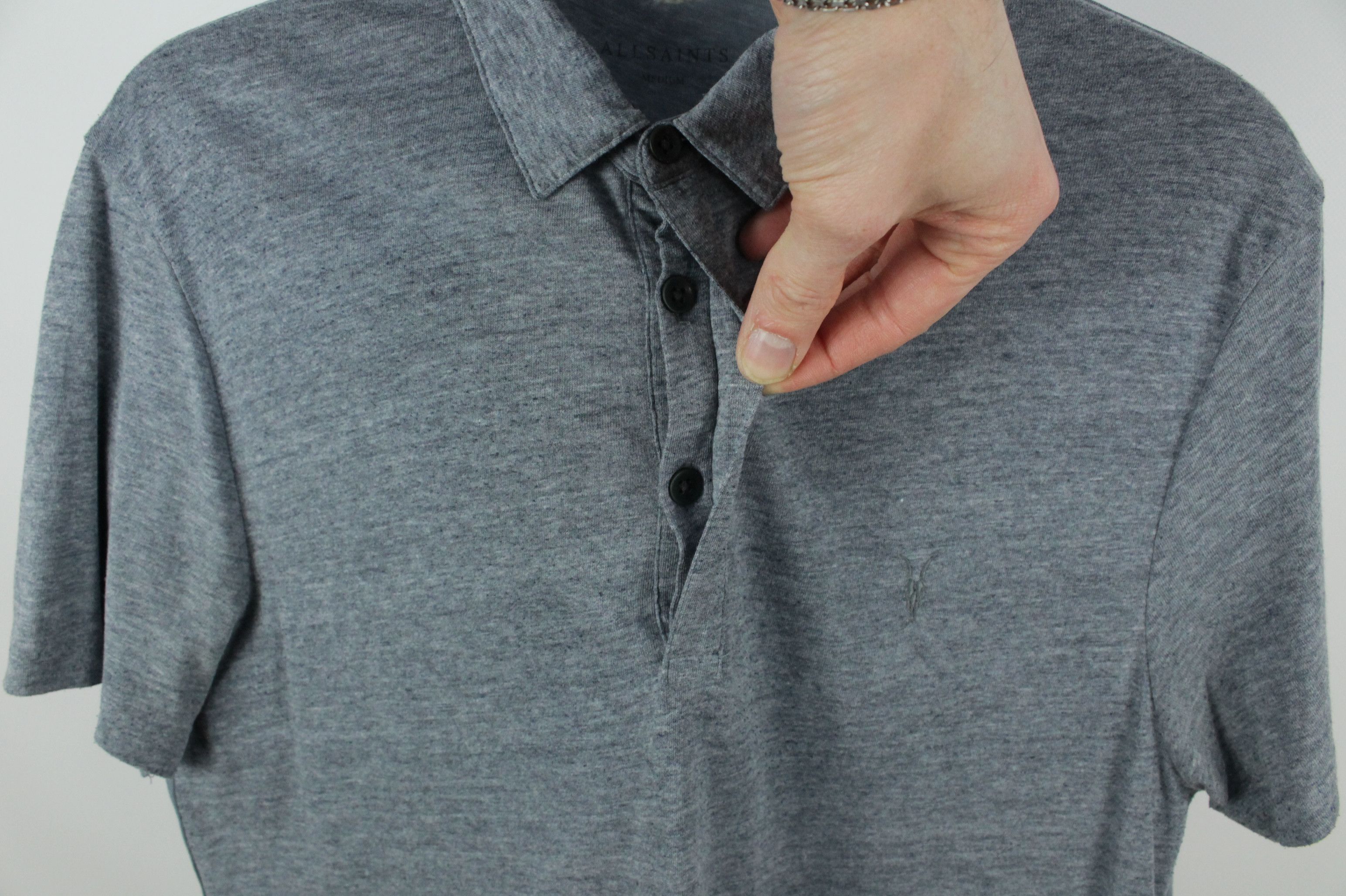 Allsaints AllSaints Tonic Panel Polo Shirt Gray Size US M / EU 48-50 / 2 - 6 Thumbnail