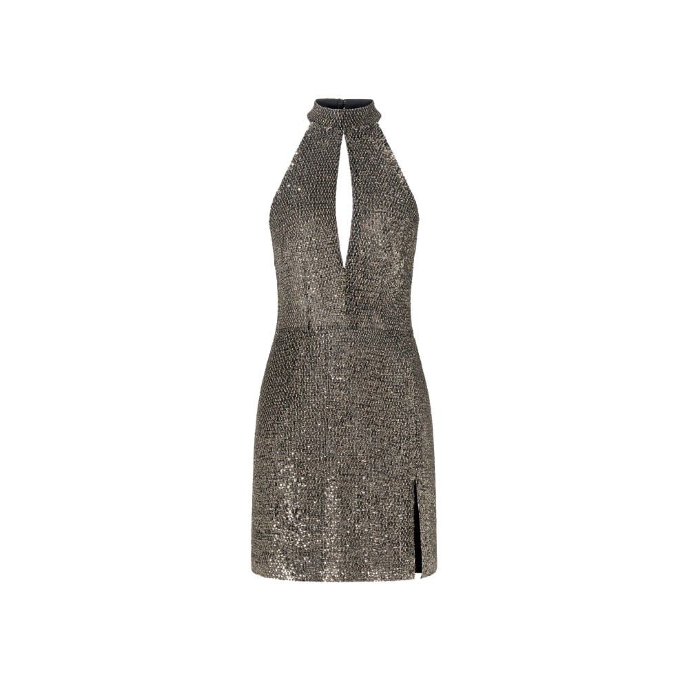 Tom Ford o1loc1c0226 AB3402 Halterneck Mini Cocktail Dress in Silver Size S / US 4 / IT 40 - 1 Thumbnail