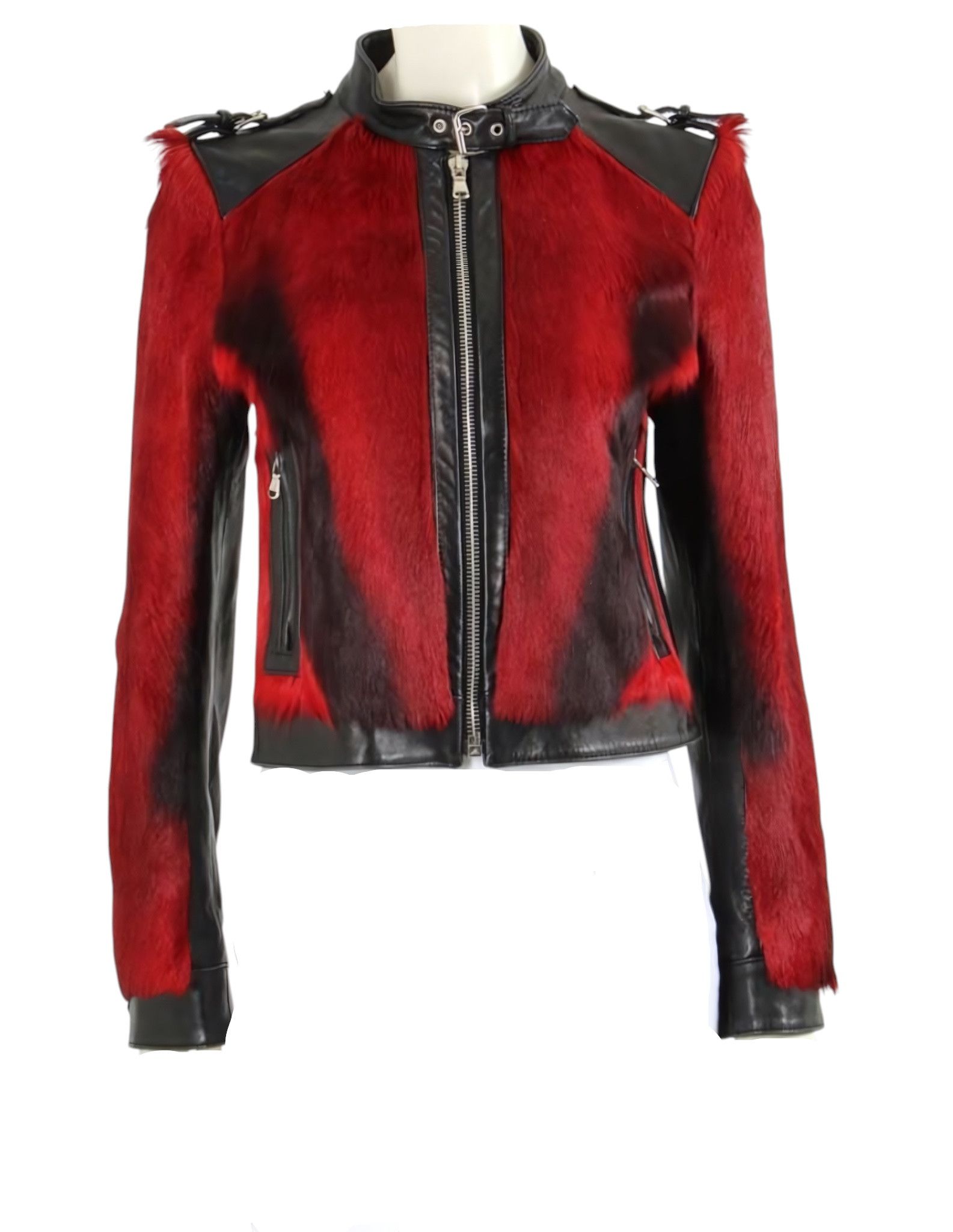 Dolce & Gabbana F/W 2001 GOAT FUR LEATHER BIKER JACKET Size S / US 4 / IT 40 - 1 Thumbnail