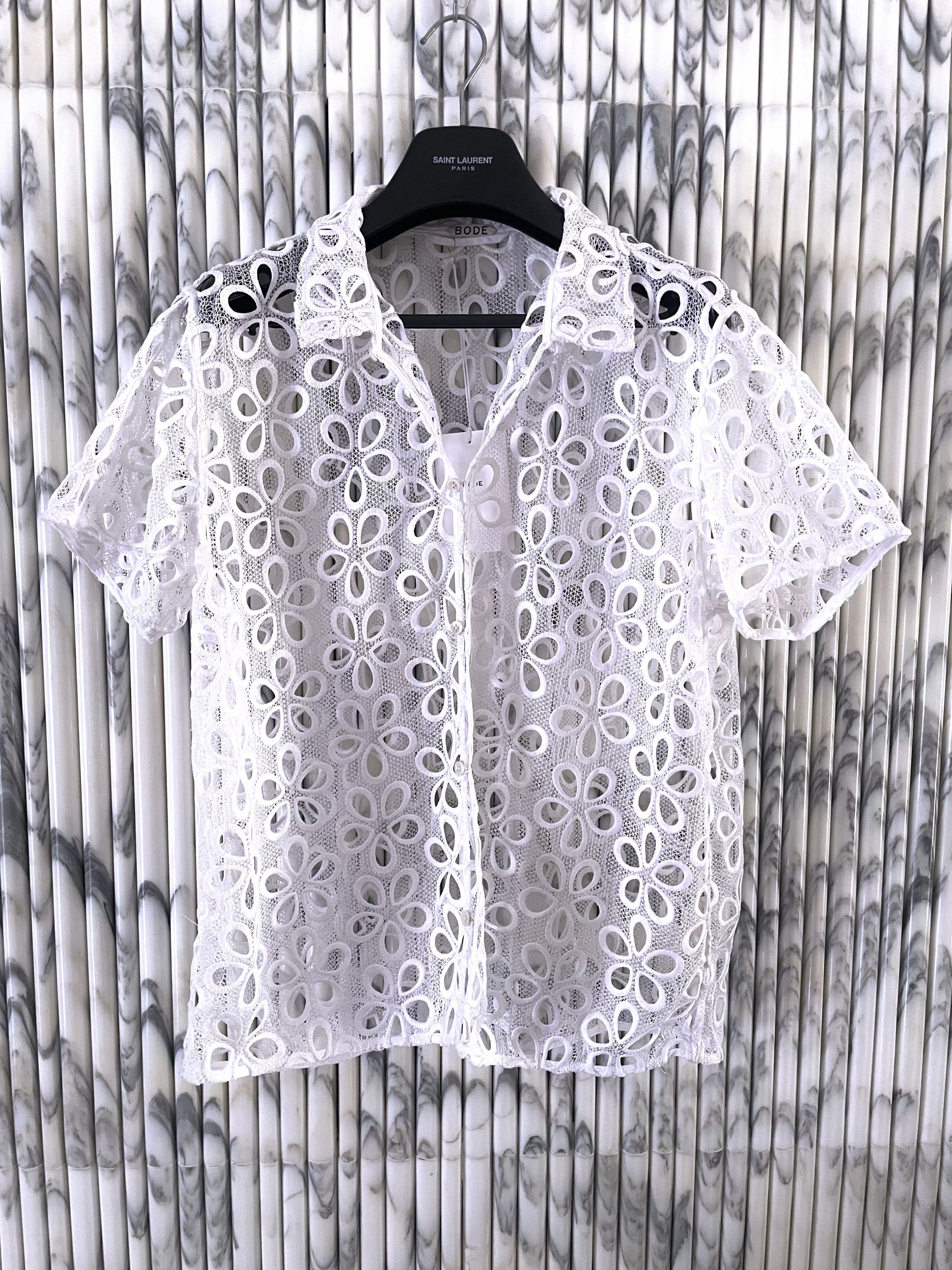 Bode BNWT PRIMROSE SUMMER DAISY FLORAL LACE BOWLING SHIRT Size US L / EU 52-54 / 3 - 1 Thumbnail