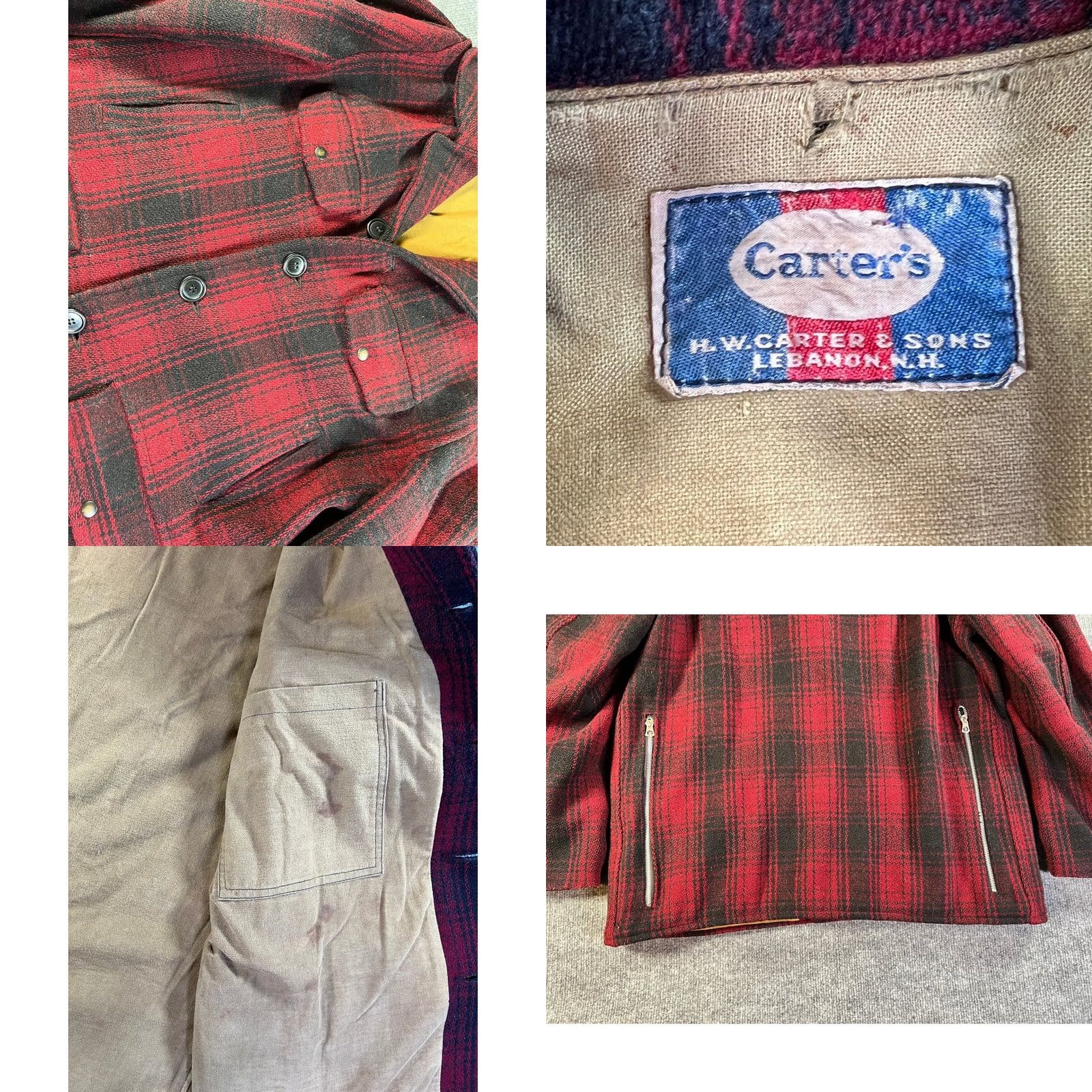 Carter's VINTAGE Carter's H.W. Carter & Sons Wool Hunting Jacket Mens XL Red Black 1950s Size US XL / EU 56 / 4 - 8 Thumbnail