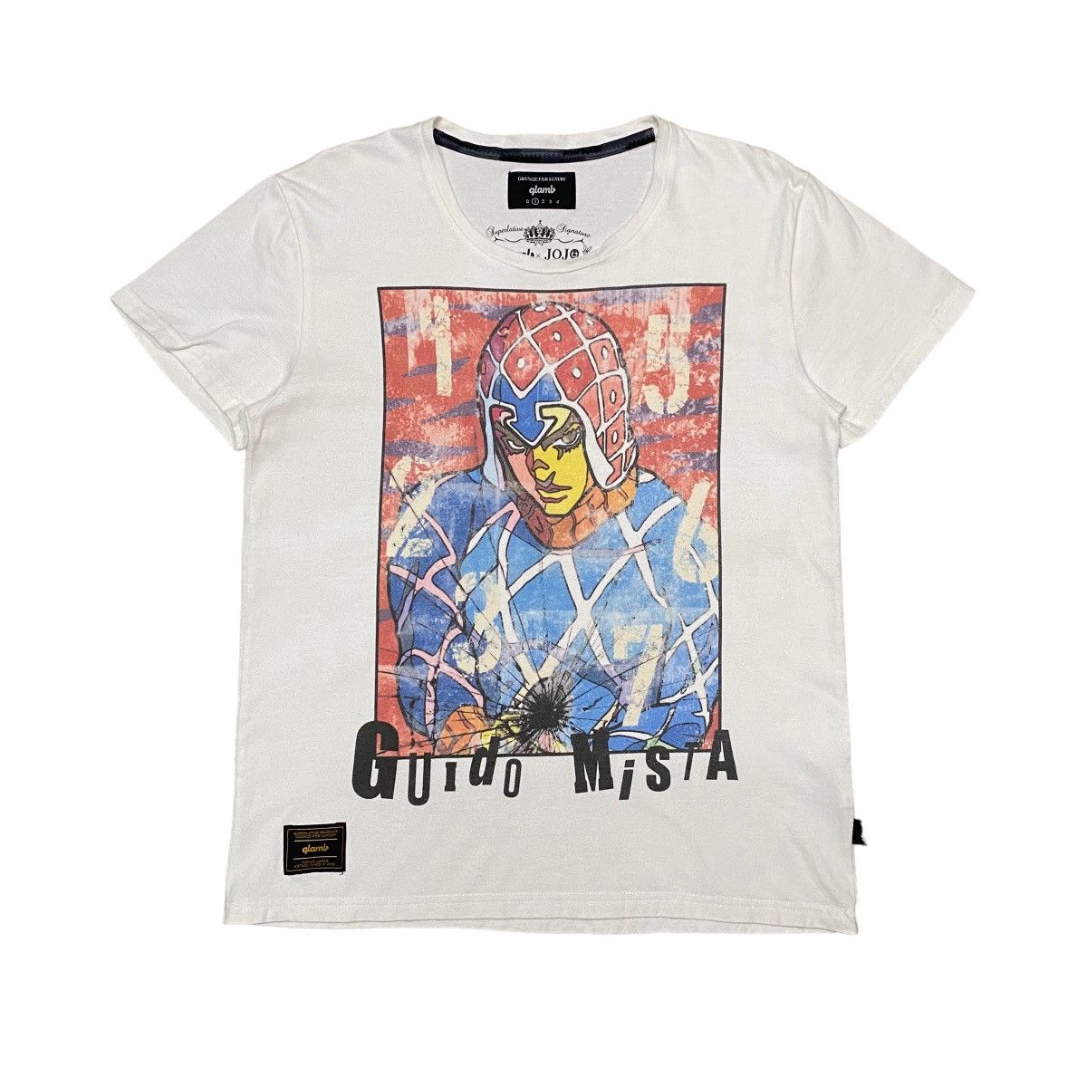 image of Anima x Cartoon Network Glamb X Jojo Bizarre Adventure Mista Anime Manga T Shirt in White (Size Sma