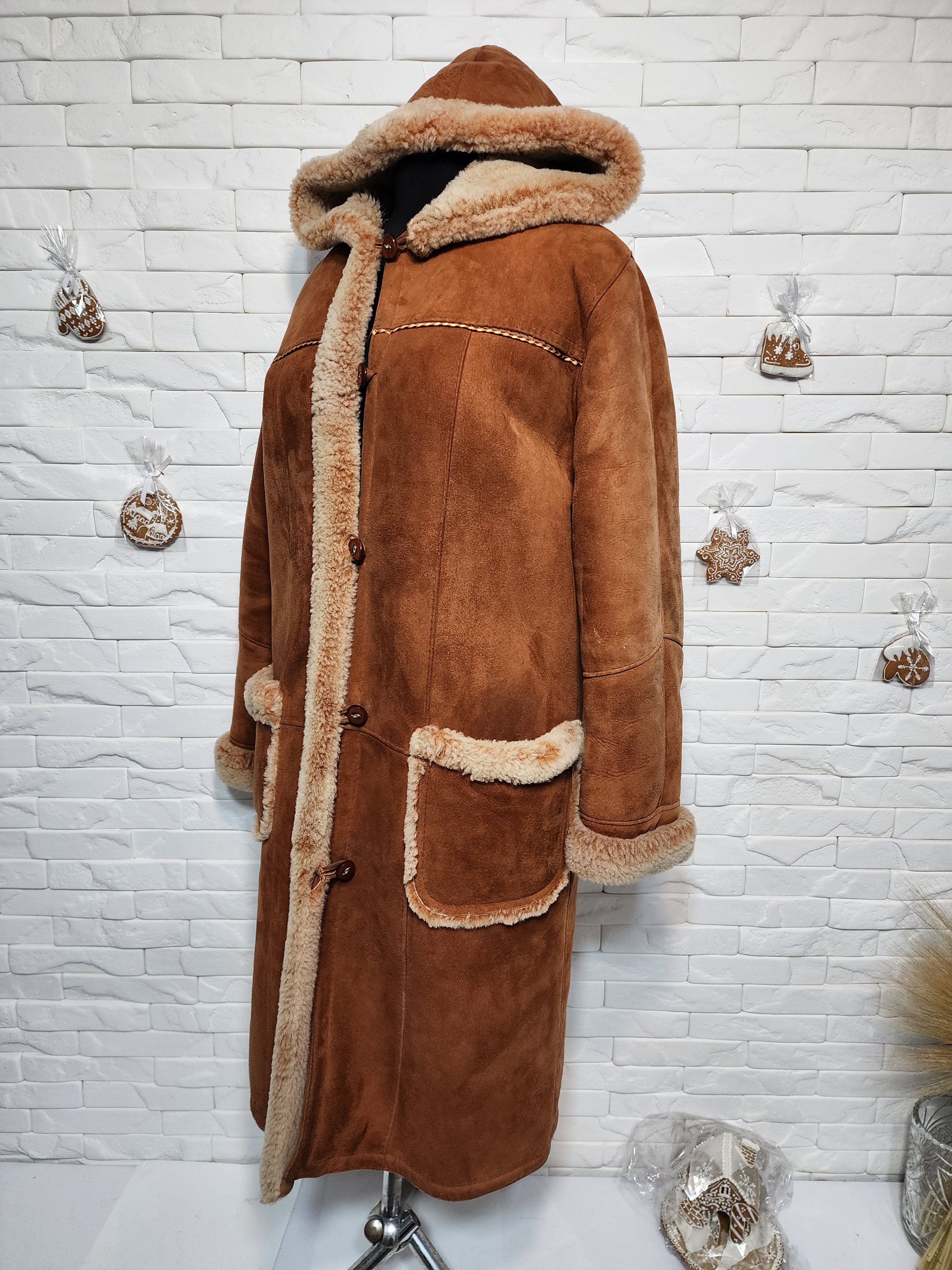Furla Brown Sheepskin Coat: Women's Warm Fur Hooded Coat Size XL / US 12-14 / IT 48-50 - 2 Thumbnail