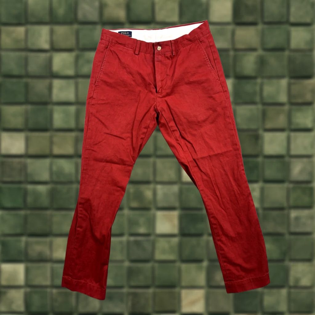 Polo Ralph Lauren Polo Ralph Lauren Pants Men Chino Flat Front Twill Red 32x30 Casual Straight Pink Color Solid Cotton Spandex Size US XS / EU 42 / 0 - 1 Thumbnail