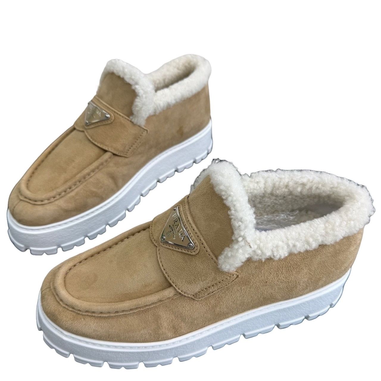Prada Prada Suede Shearling Loafers Size 37 Size US 7 / IT 37 - 1 Thumbnail