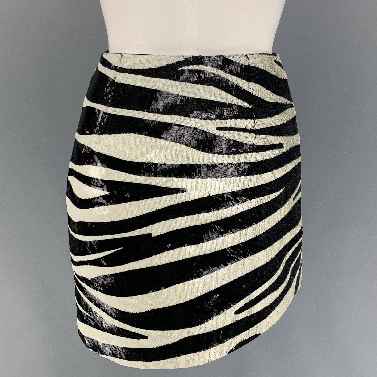Saint Laurent Paris SAINT LAURENT Size 2 Zebra Stripe Sequined Mini Skirt Size 26" / US 2 / IT 38 - 3 Thumbnail