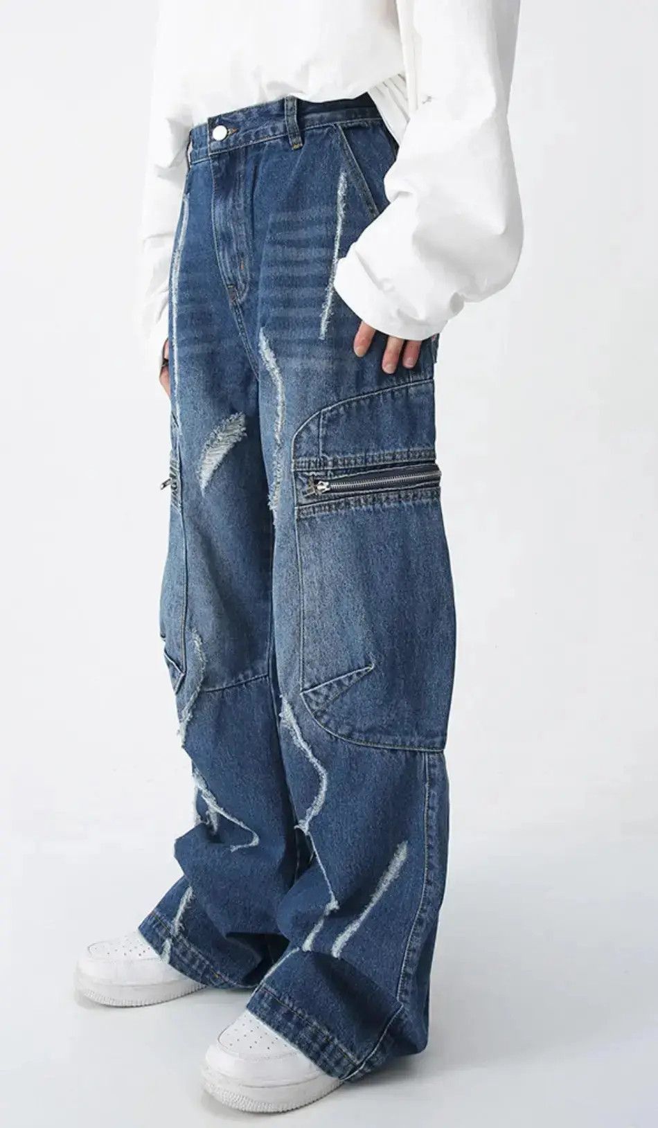 Japanese Brand Blue Color Oversized Streetwear Harajuku Denim Pants Size US 32 / EU 48 - 2 Thumbnail