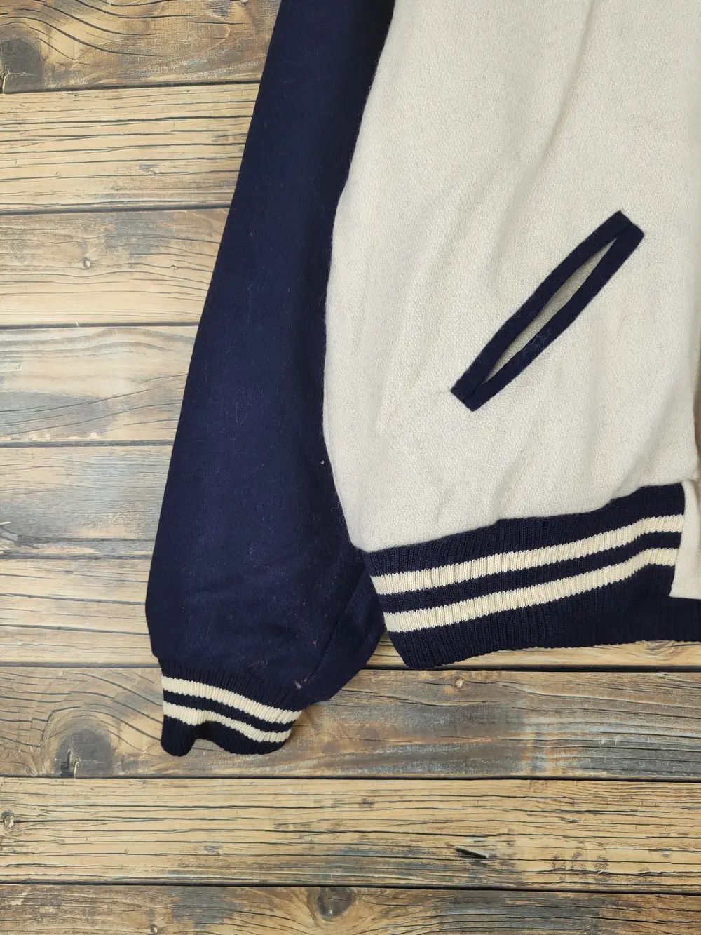 Japanese Brand Danny First Navy Cream Varsity Jackets #W1071 Size US S / EU 44-46 / 1 - 9 Thumbnail
