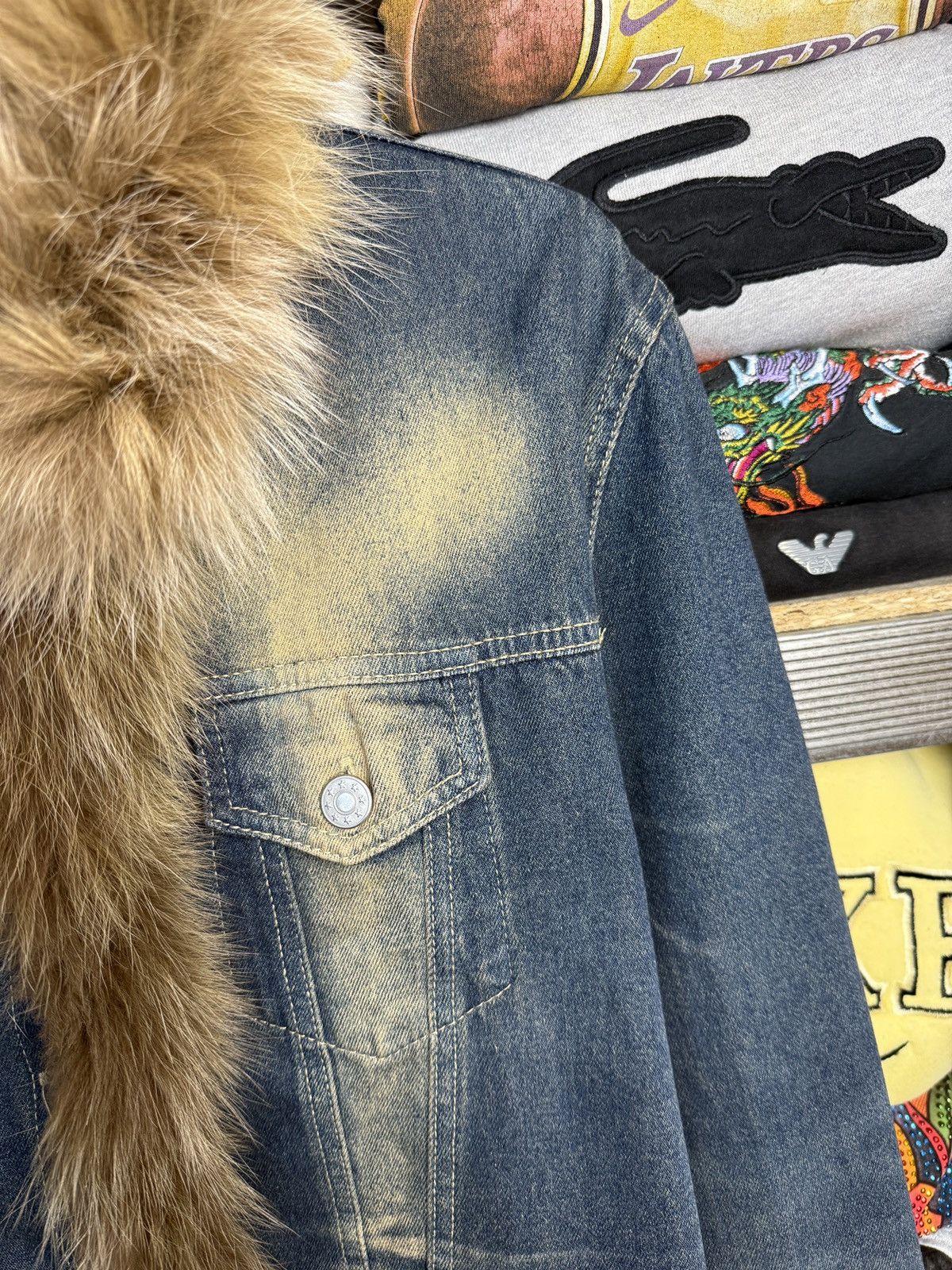 If Six Was Nine Y2K Denim Faux Fur Trim Jacket Distressed Washed Jean Size M / US 6-8 / IT 42-44 - 6 Thumbnail