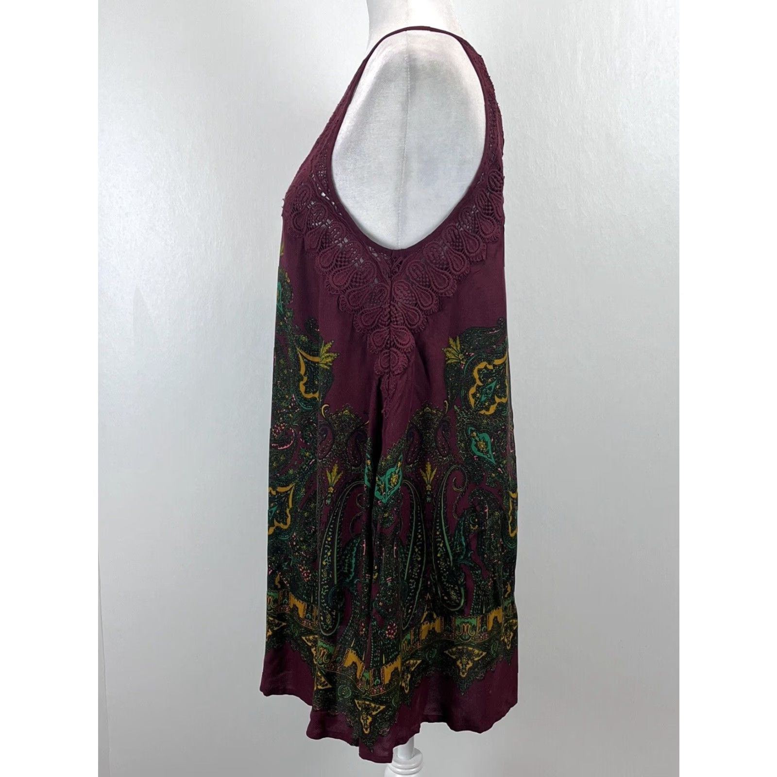 Free People Free People Mini Halter Dress Women's Small Maroon Paisley Boho Size S / US 4 / IT 40 - 2 Thumbnail