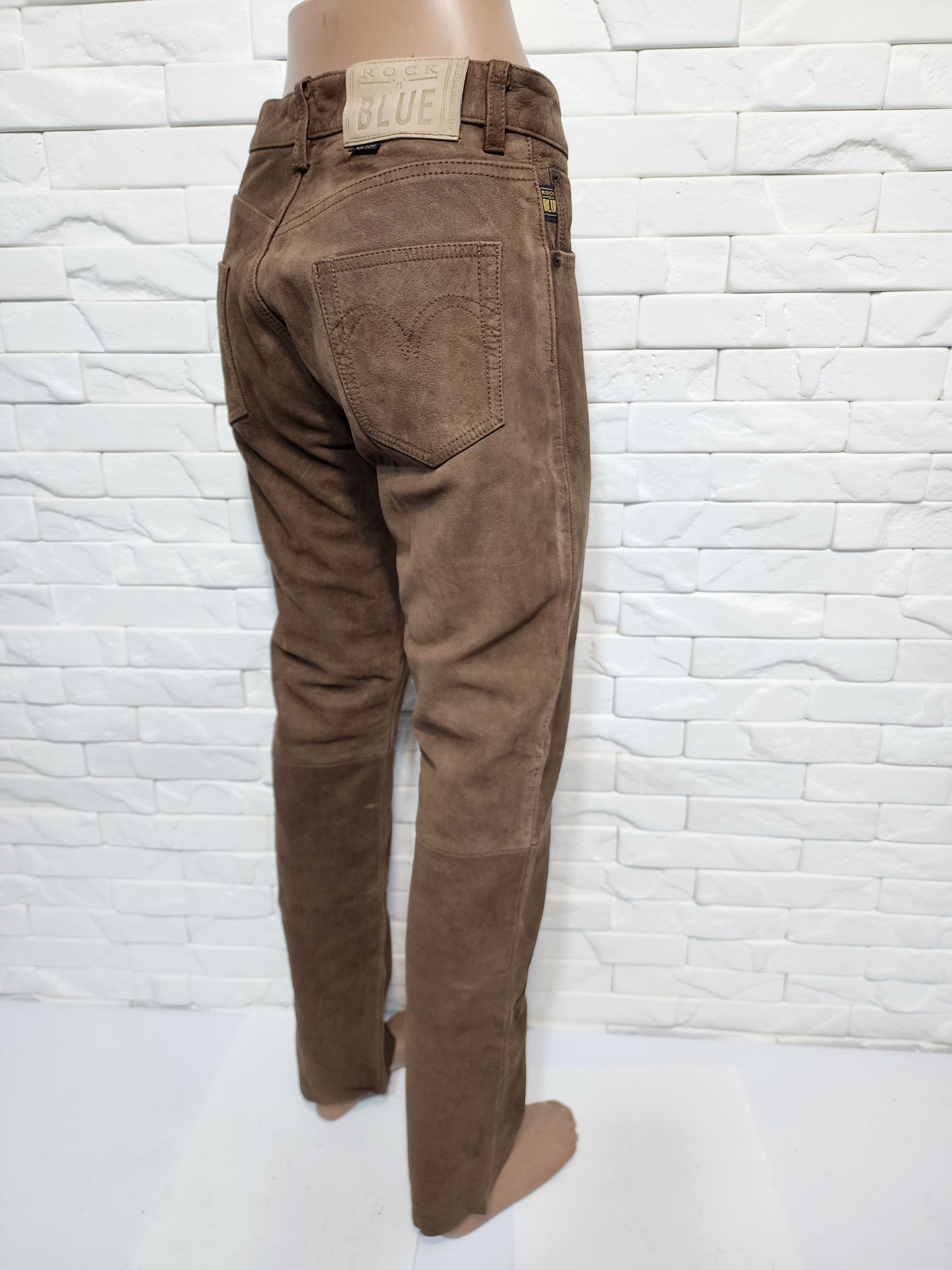 Genuine Leather Brown Nubuck Leather Pants - Denim Cut Size US 31 - 6 Thumbnail