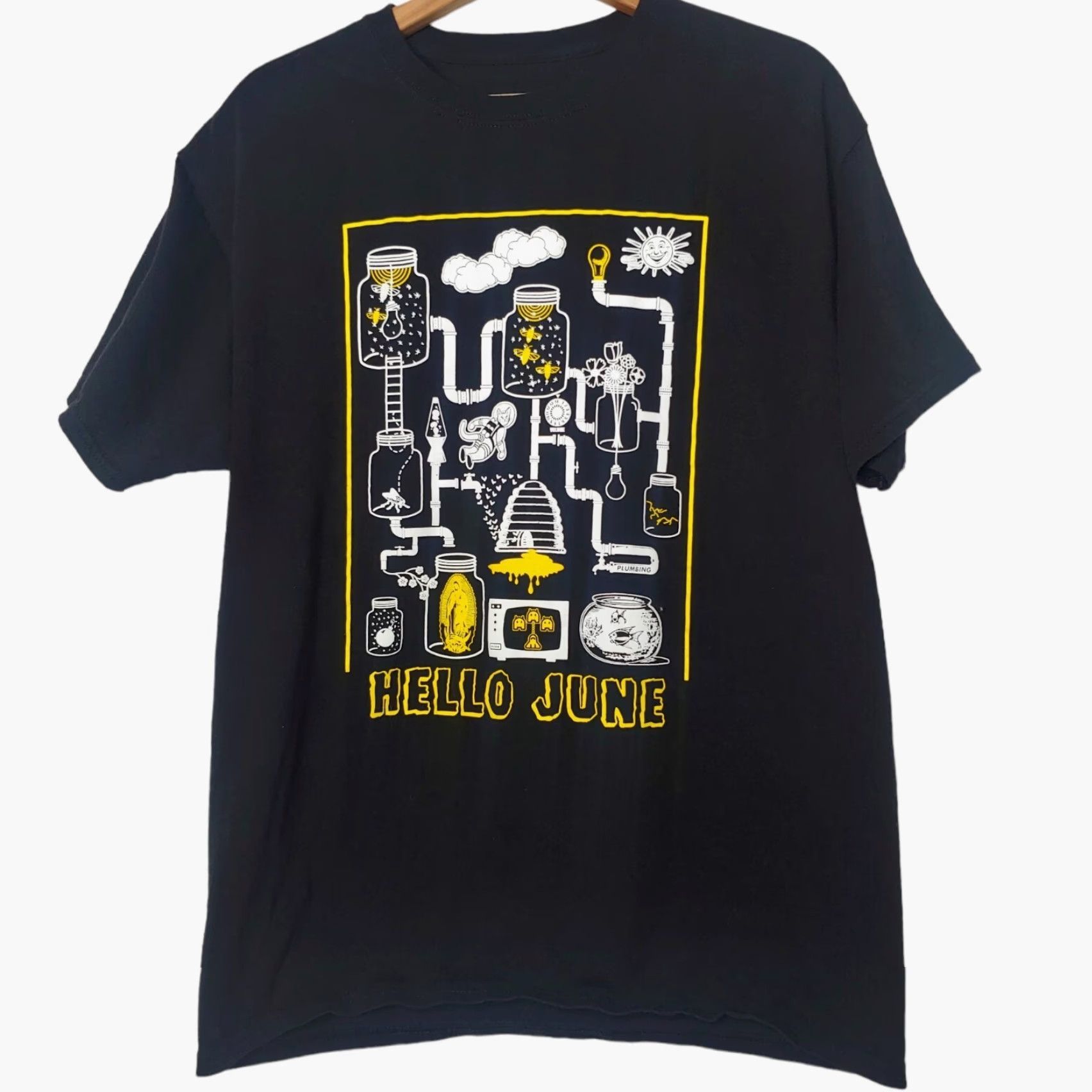 Hanes Hello June T Shirt Large Black Indie Rock Band Music Short Sleeve Mens Size US L / EU 52-54 / 3 - 2 Thumbnail
