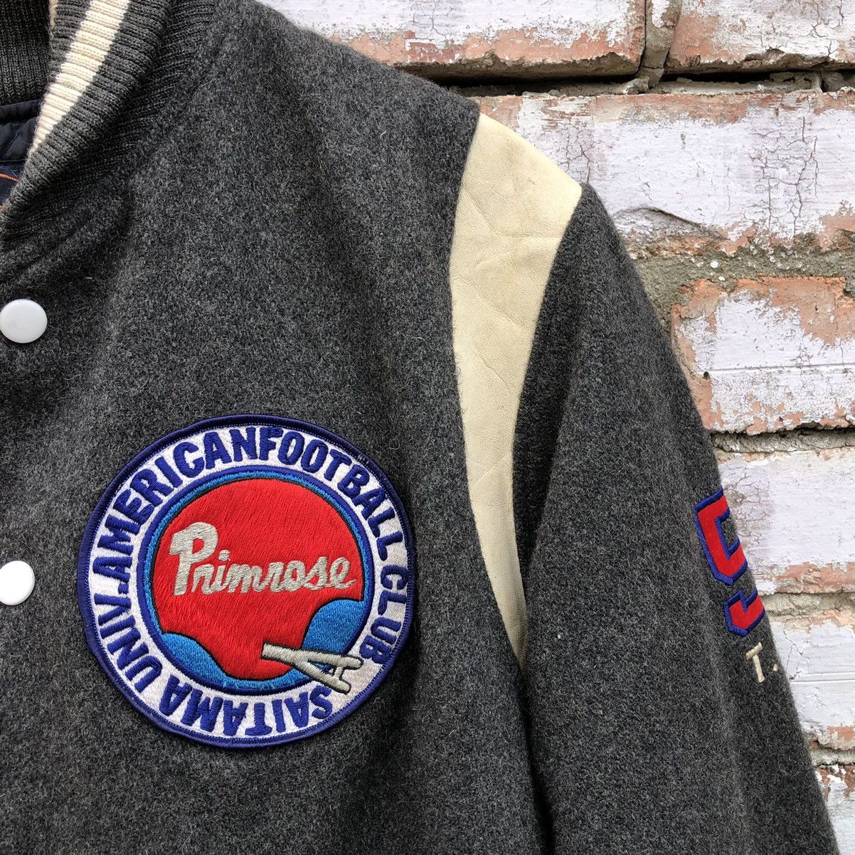 Vintage Vintage Univ. Uncle Bov Wool Mix Leather Varsity Jacket Size US L / EU 52-54 / 3 - 2 Thumbnail