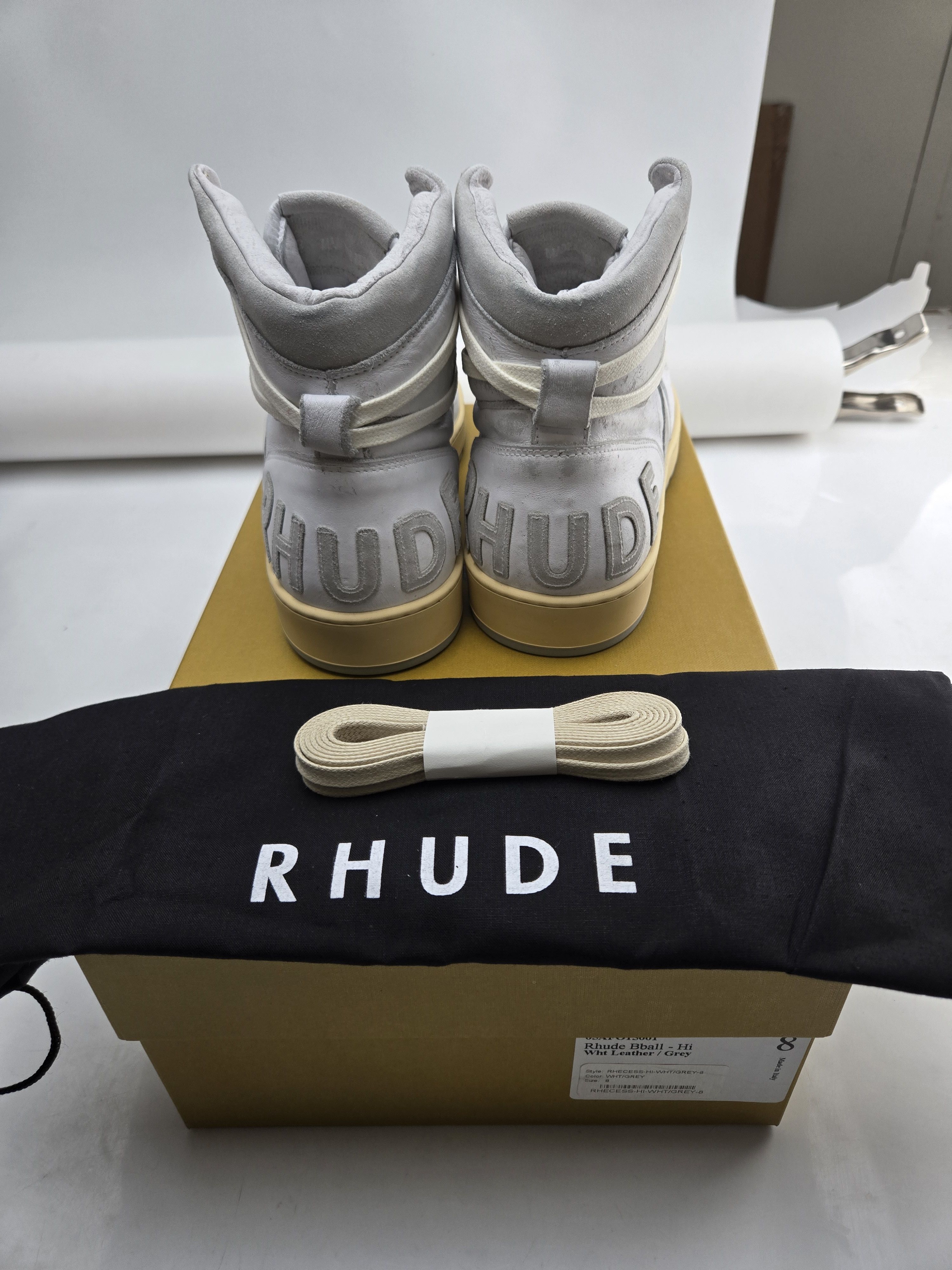 Rhude Rhude Rhecess Hi White Leather Grey Size US 8 / EU 41 - 4 Thumbnail