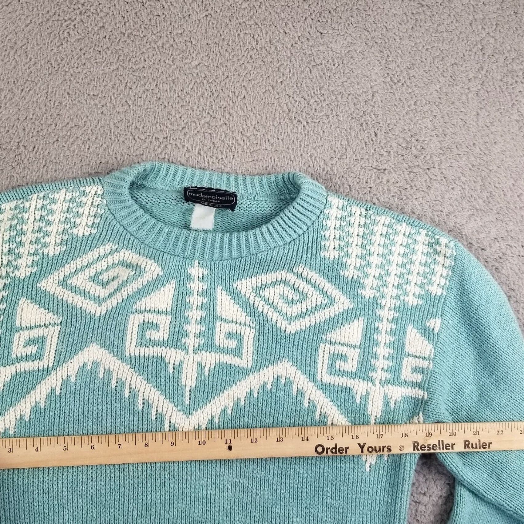 Vintage VINTAGE Mademoiselle Knitwear Sweater Womens Small Blue Aztec Geometric 80s 90s Size S / US 4 / IT 40 - 5 Thumbnail